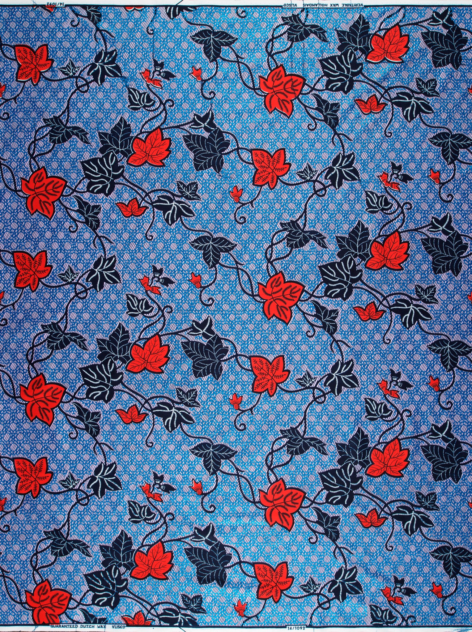 Blue fabric vibrant pattern red wax hollandais vl01092.252