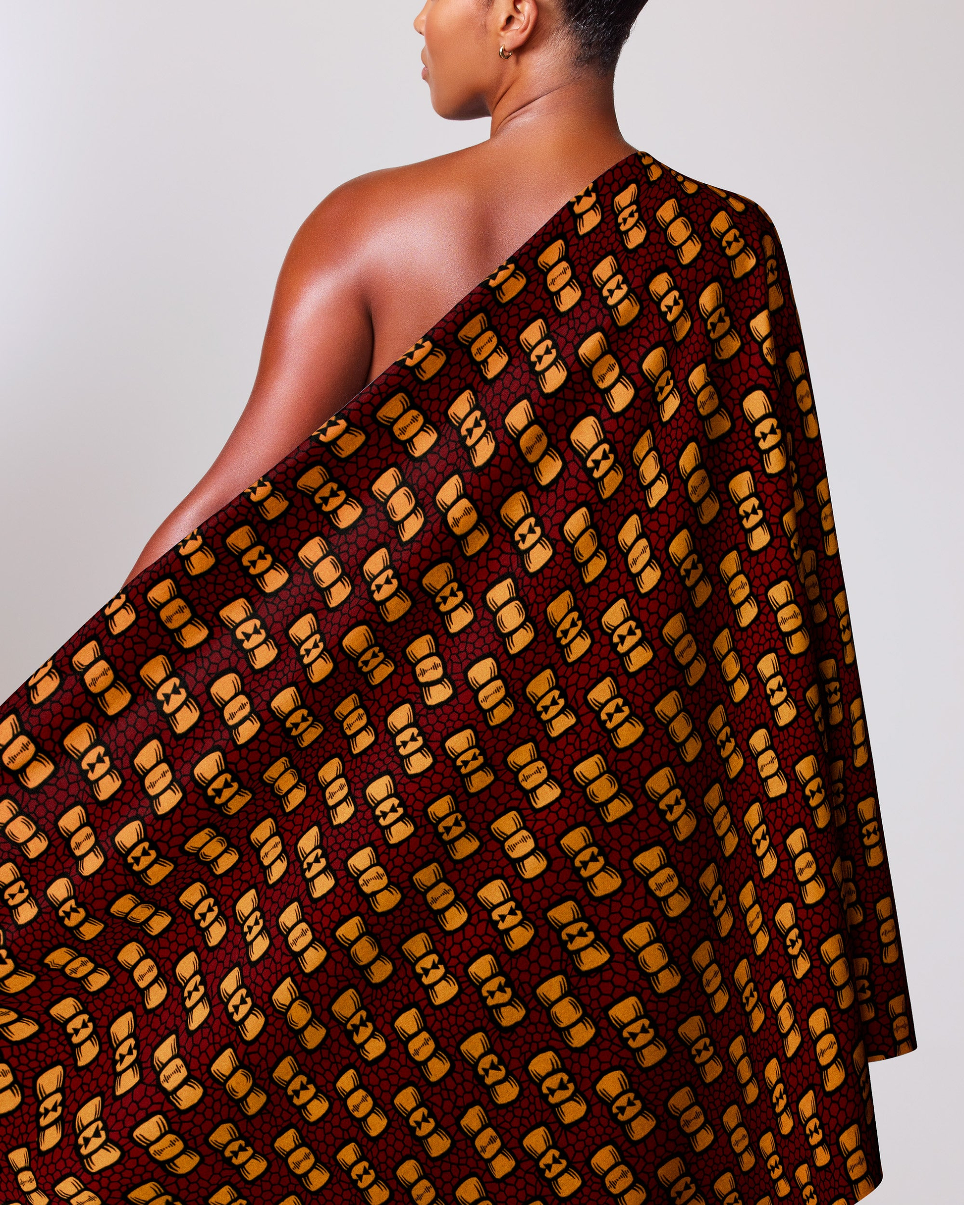 Rich maroon one-shoulder wrap dress wax hollandais vl01300.028
