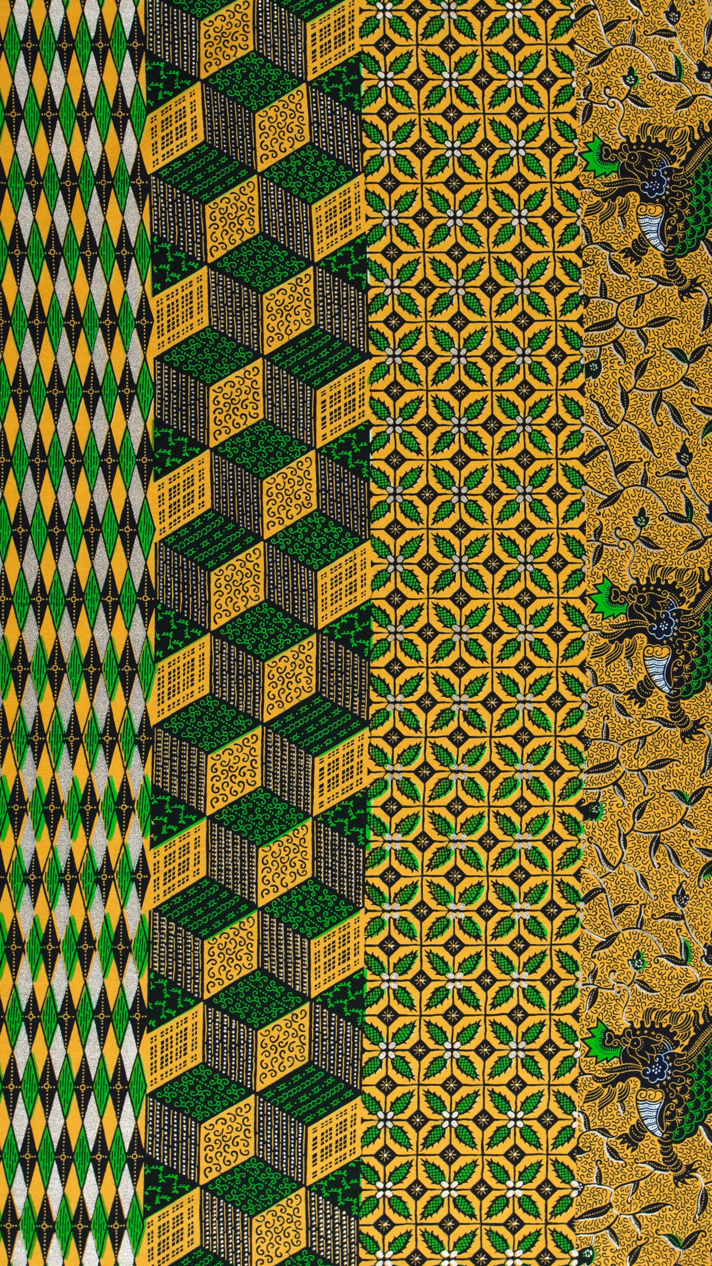 Vibrant green yellow black patterned wax hollandais vl01471.022