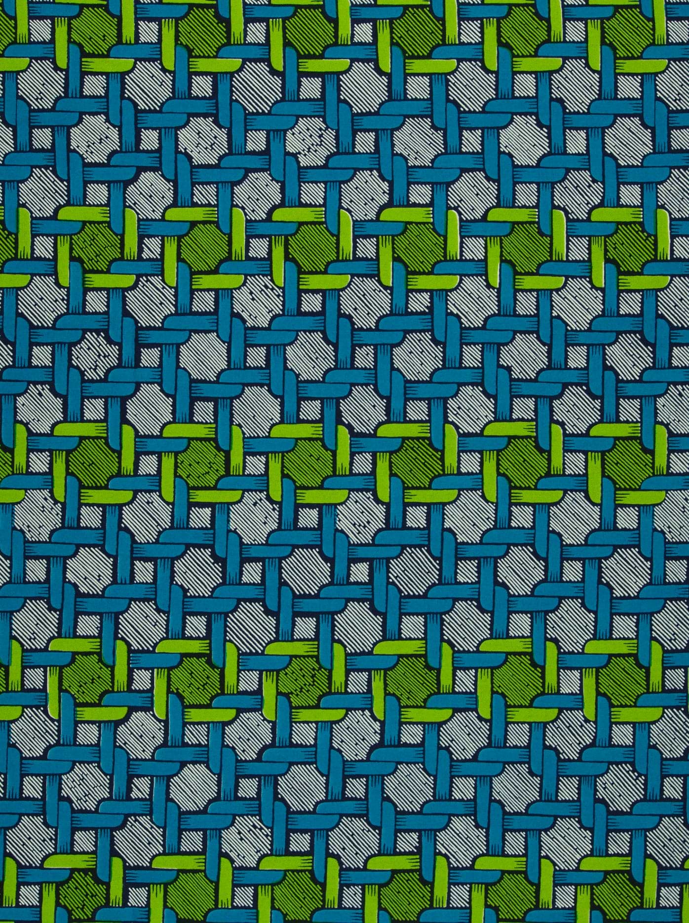 Blue green woven fabric geometric wax hollandais vl01582.058