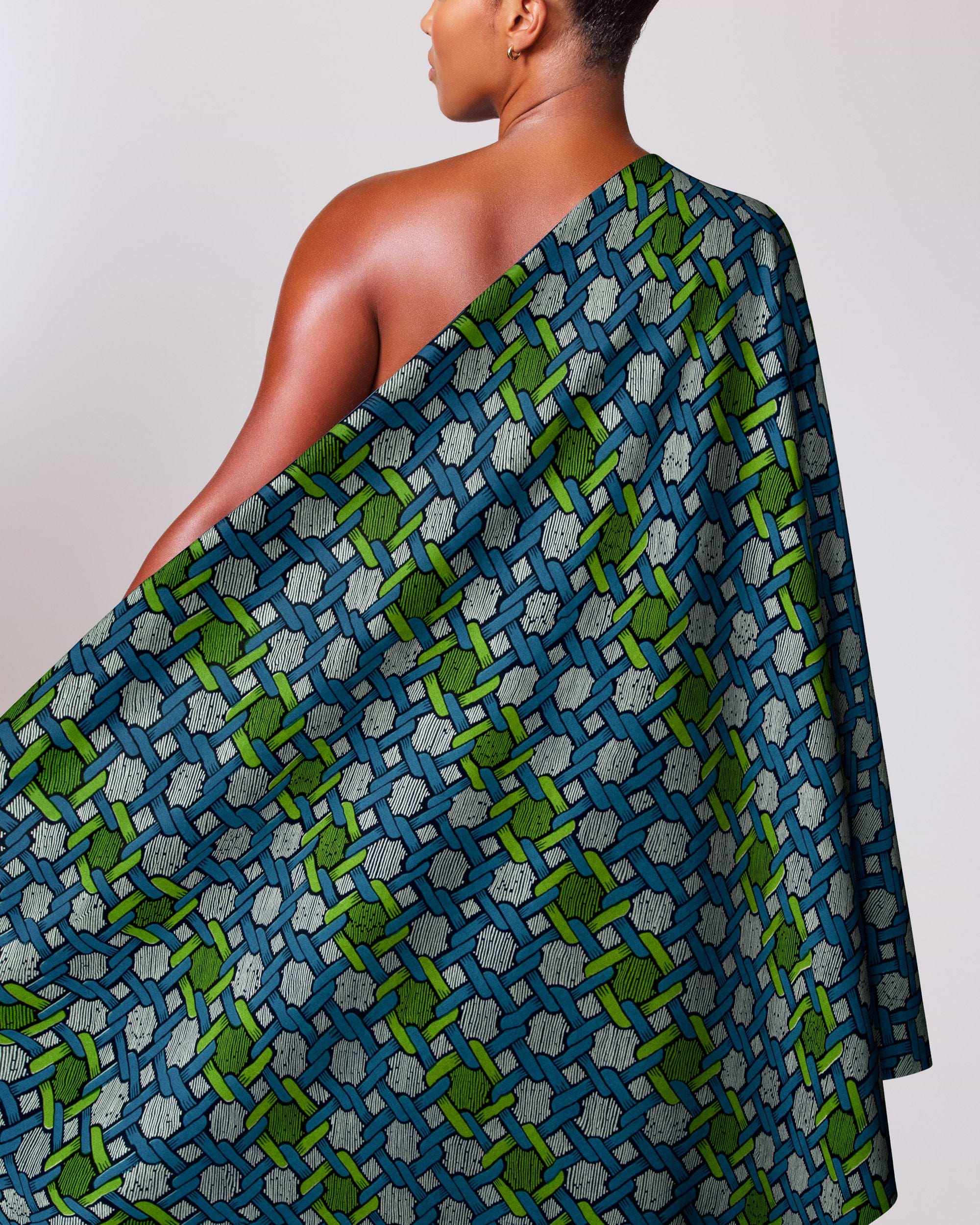 Vibrant one-shoulder wrap dress bold wax hollandais vl01582.058