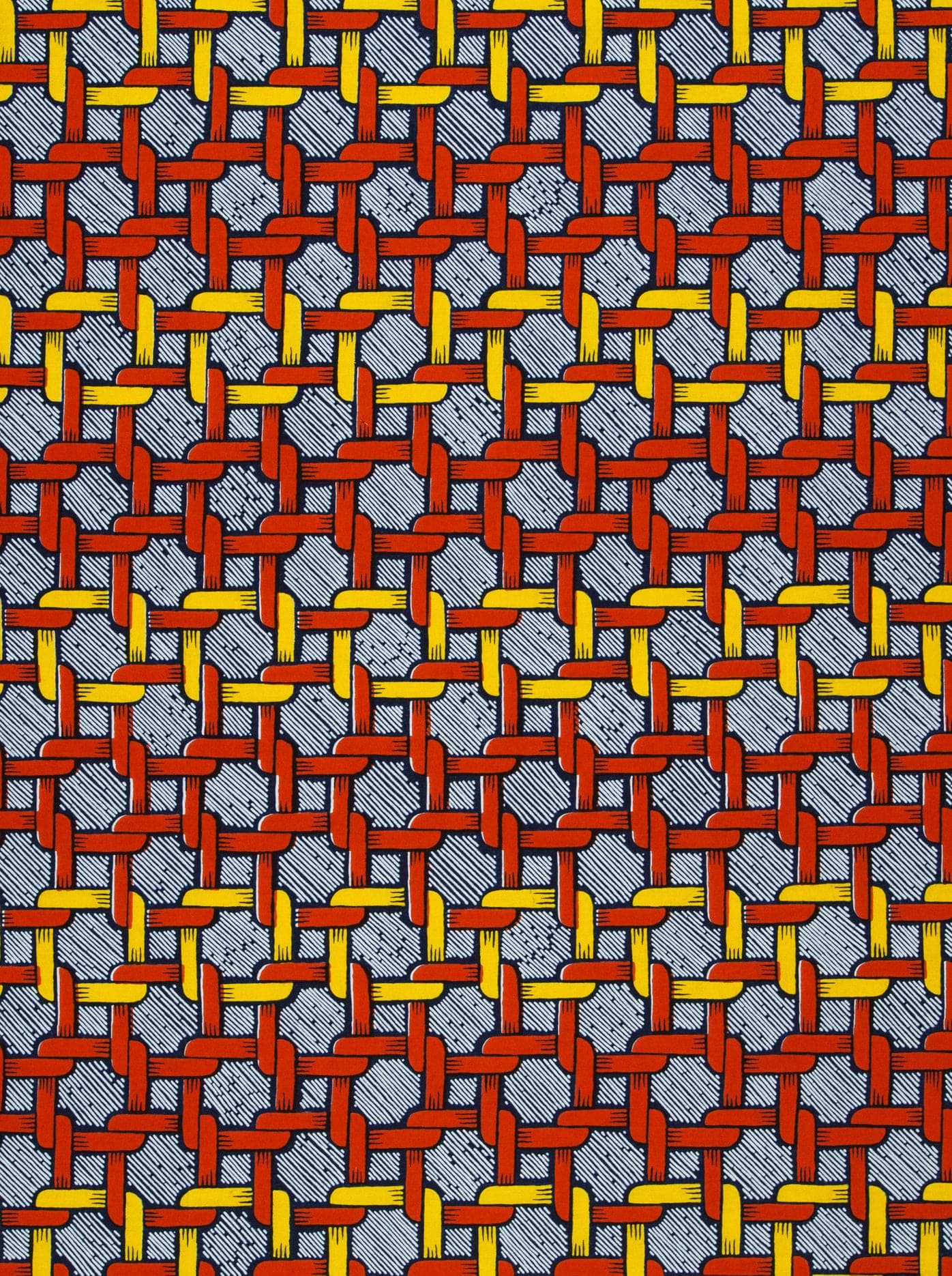 Interwoven red yellow pattern gray wax hollandais vl01582.059