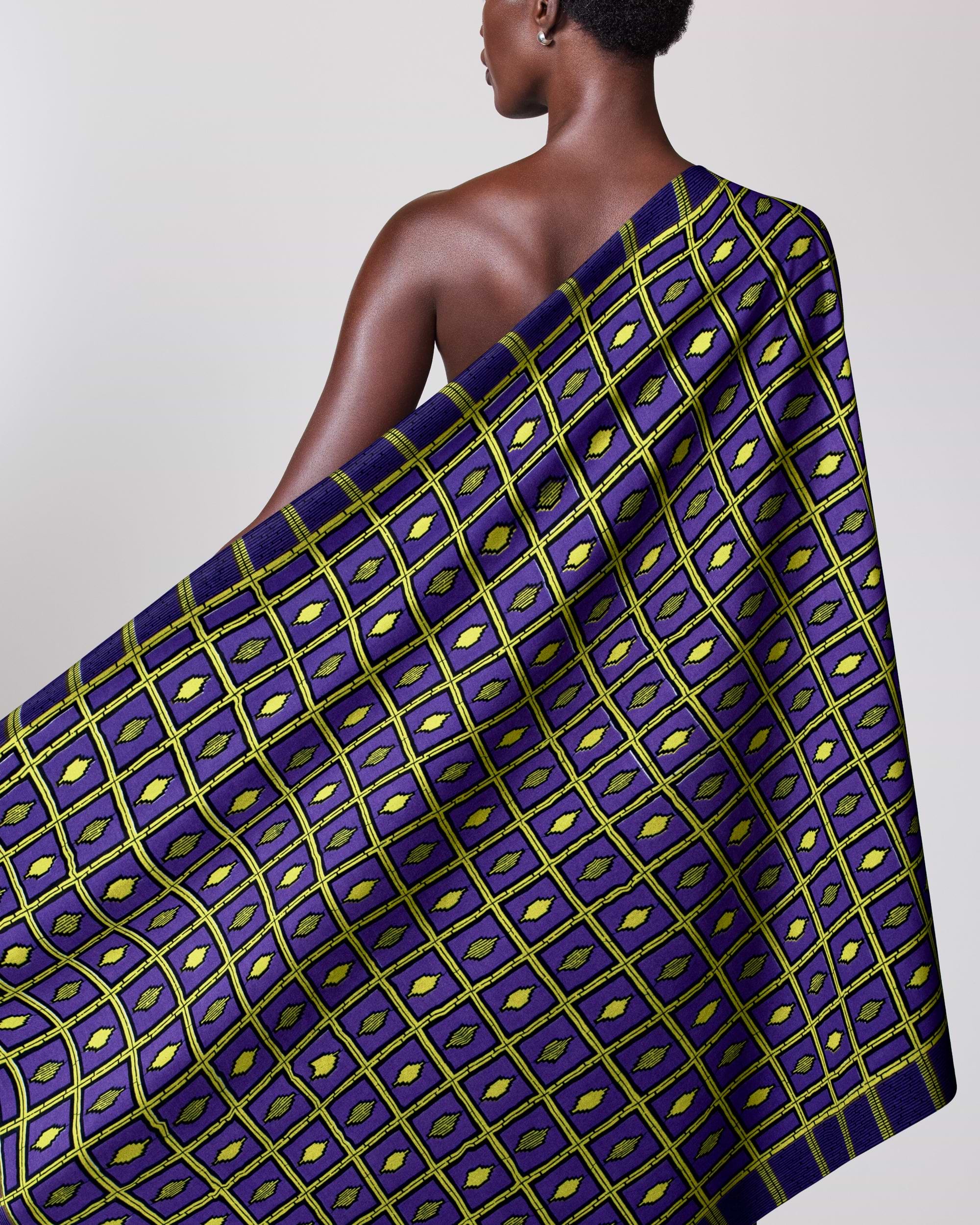 Vibrant purple lime green geometric-patterned wax hollandais vl01630.031