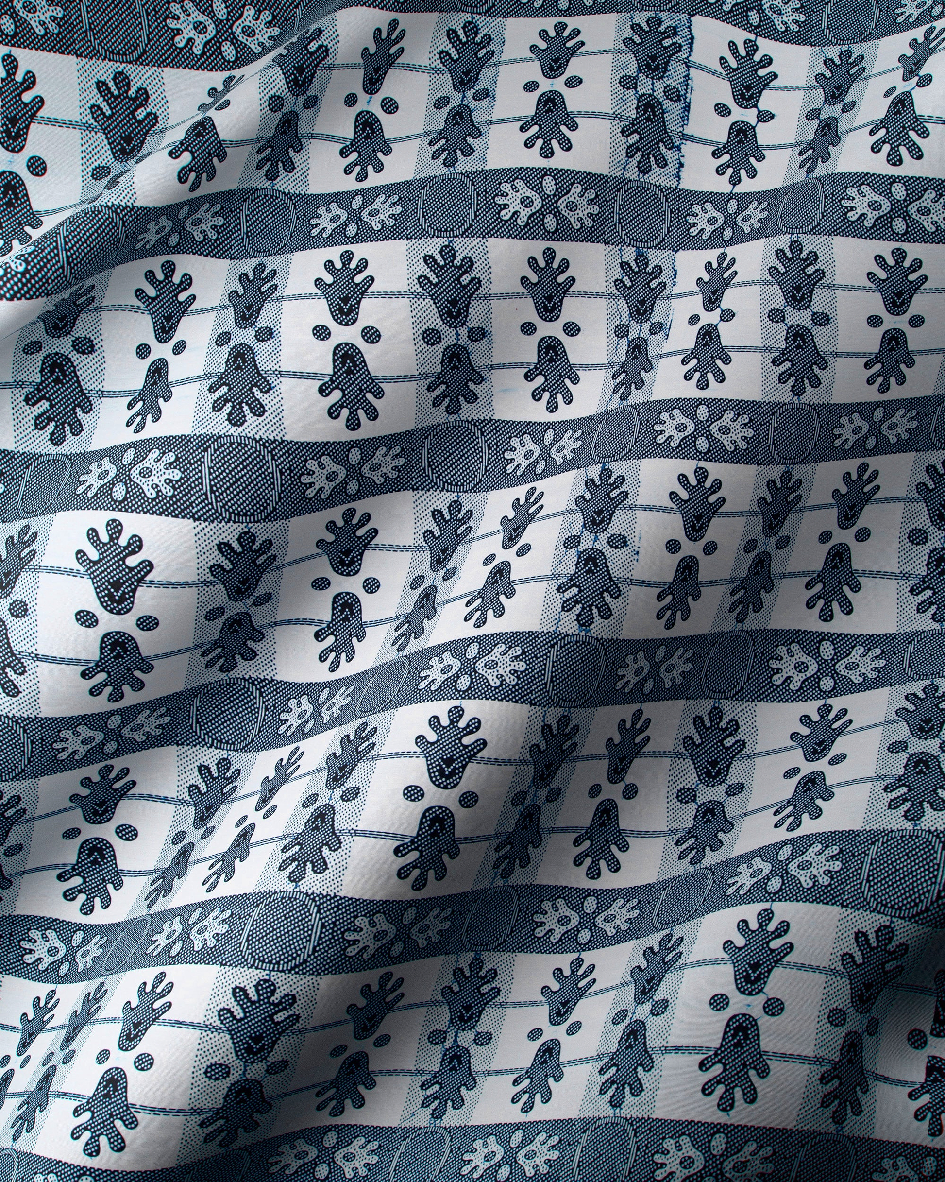 Blue white checkered fabric pattern wax hollandais vl02074.165