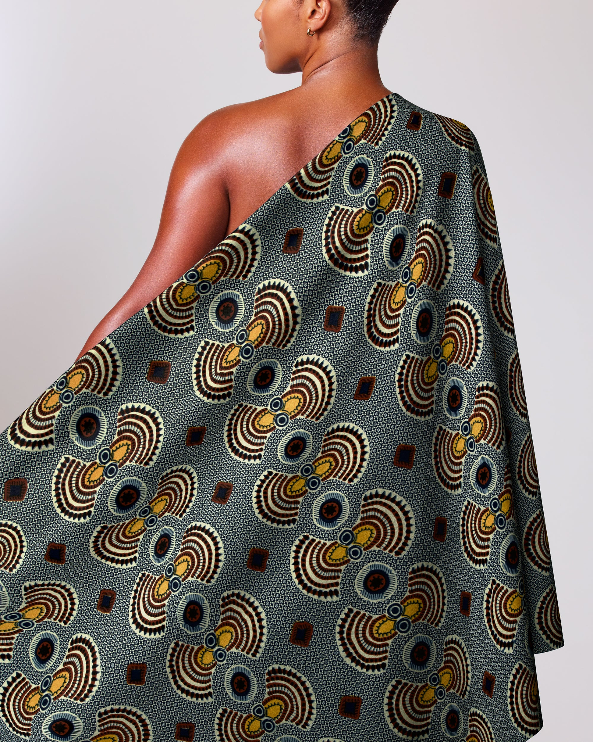 One-shoulder wrap dress made vibrant wax hollandais vl02100.115