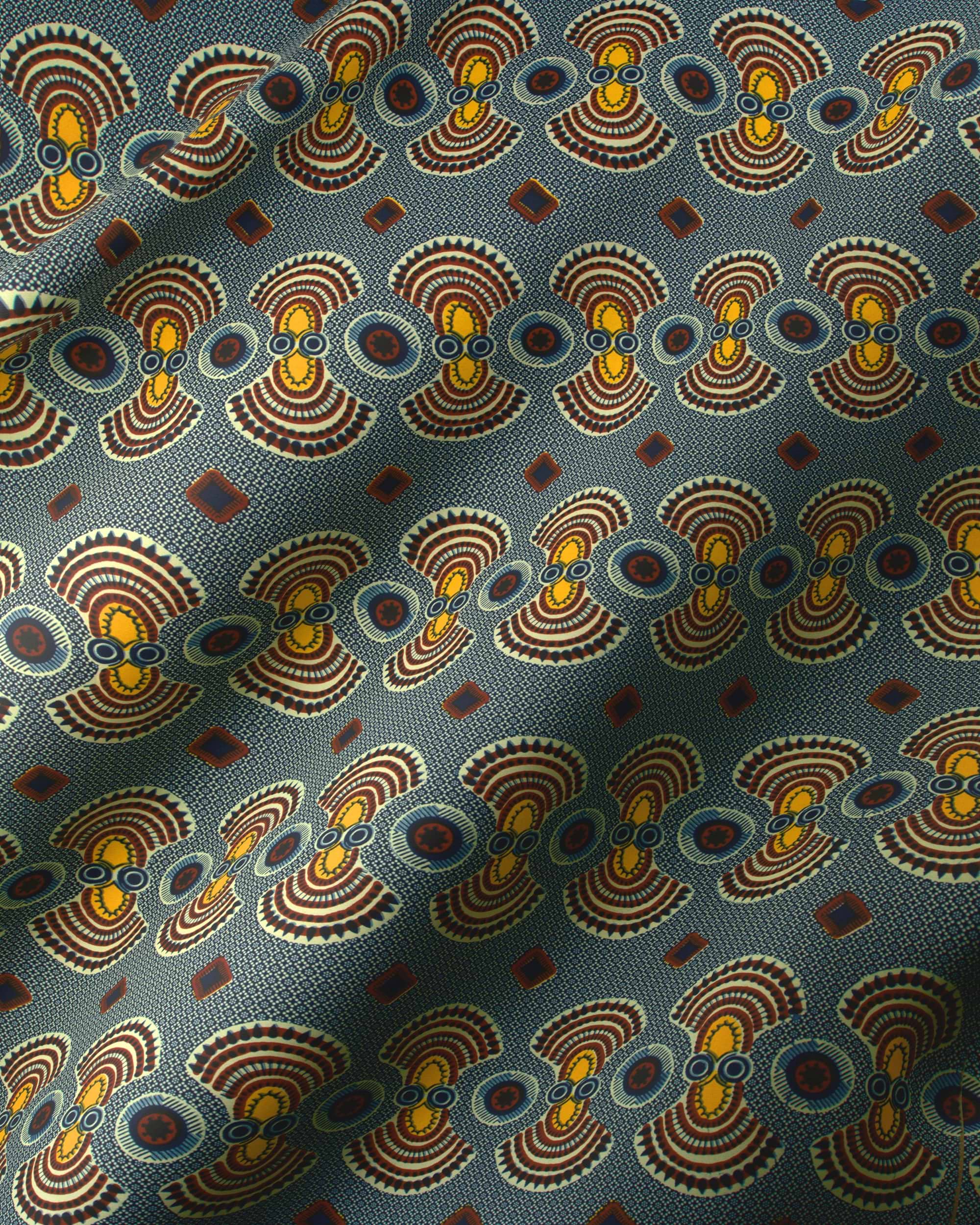 Patterned fabric geometric shapes wax hollandais vl02100.115