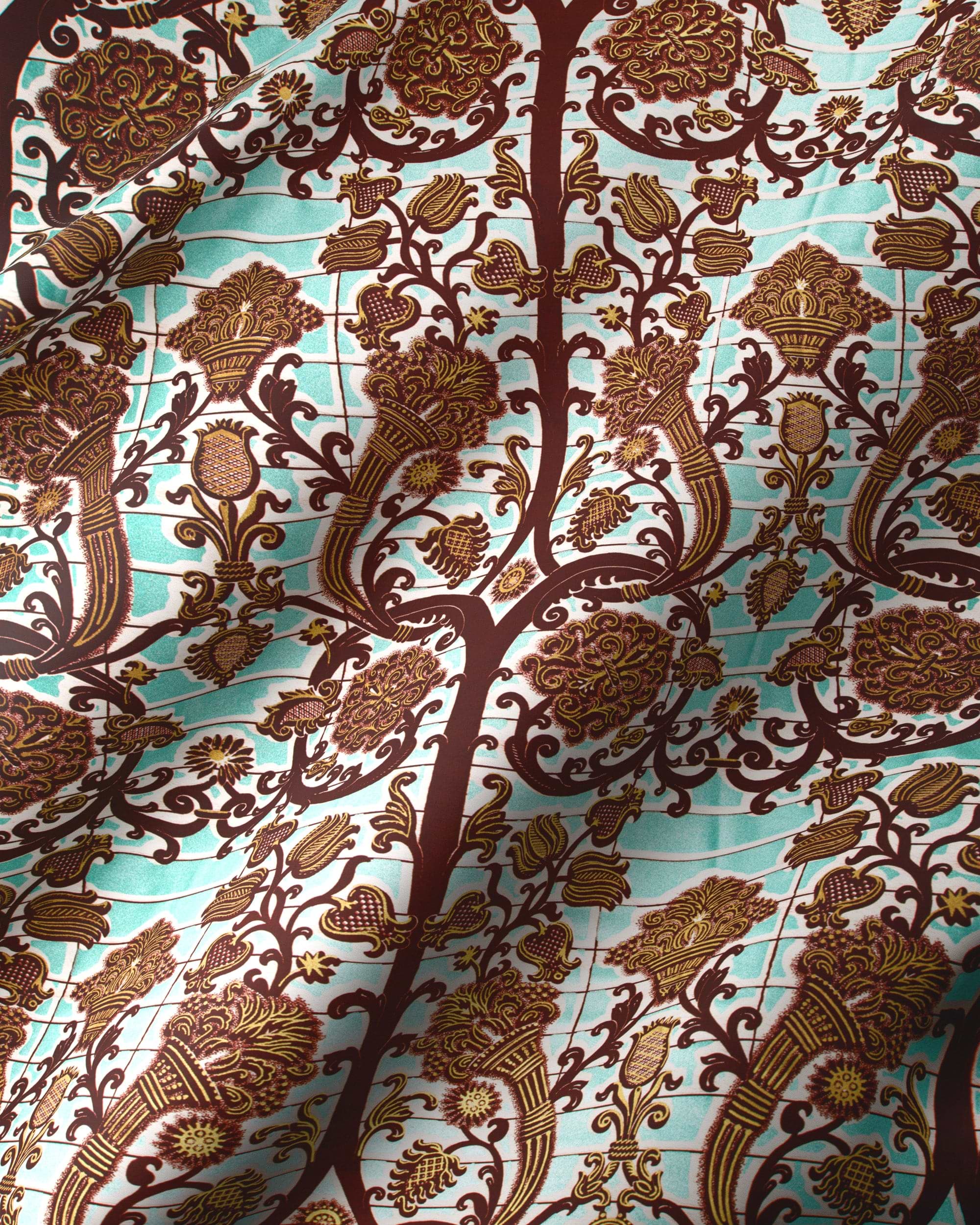Vibrant turquoise brown patterned fabric wax glitterglam