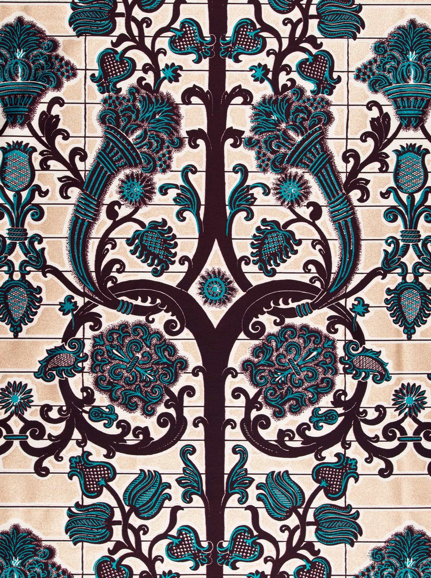 Teal black ornate floral patterned wax glitterglam