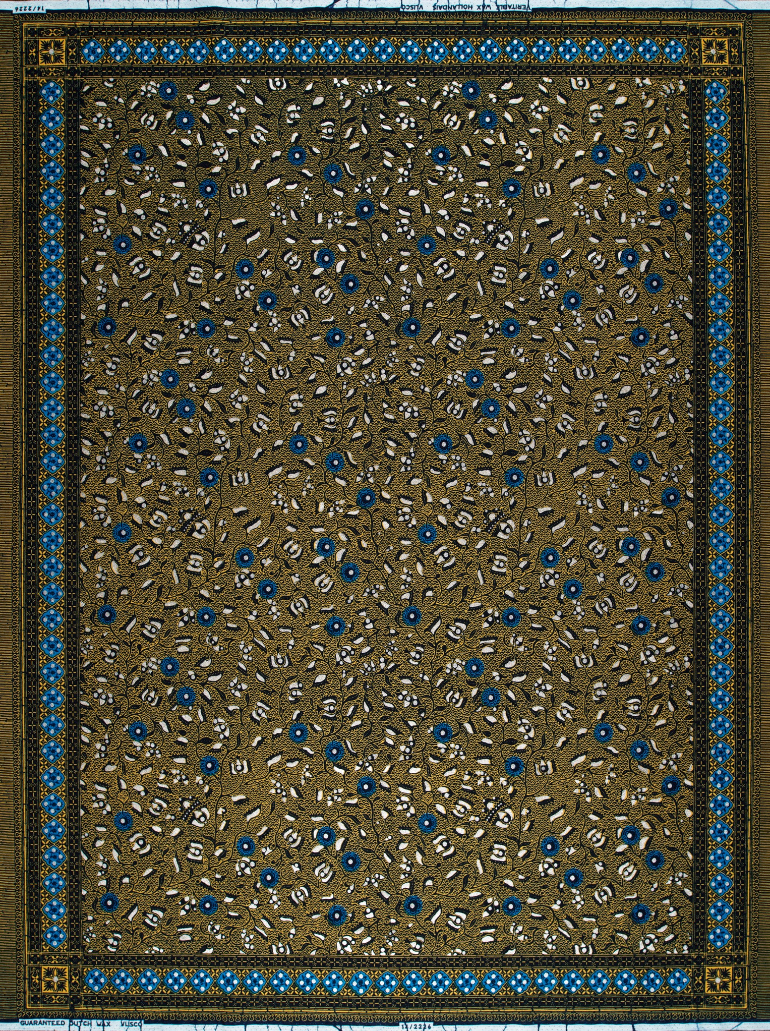 Brown fabric pattern white blue wax hollandais vl02226.013