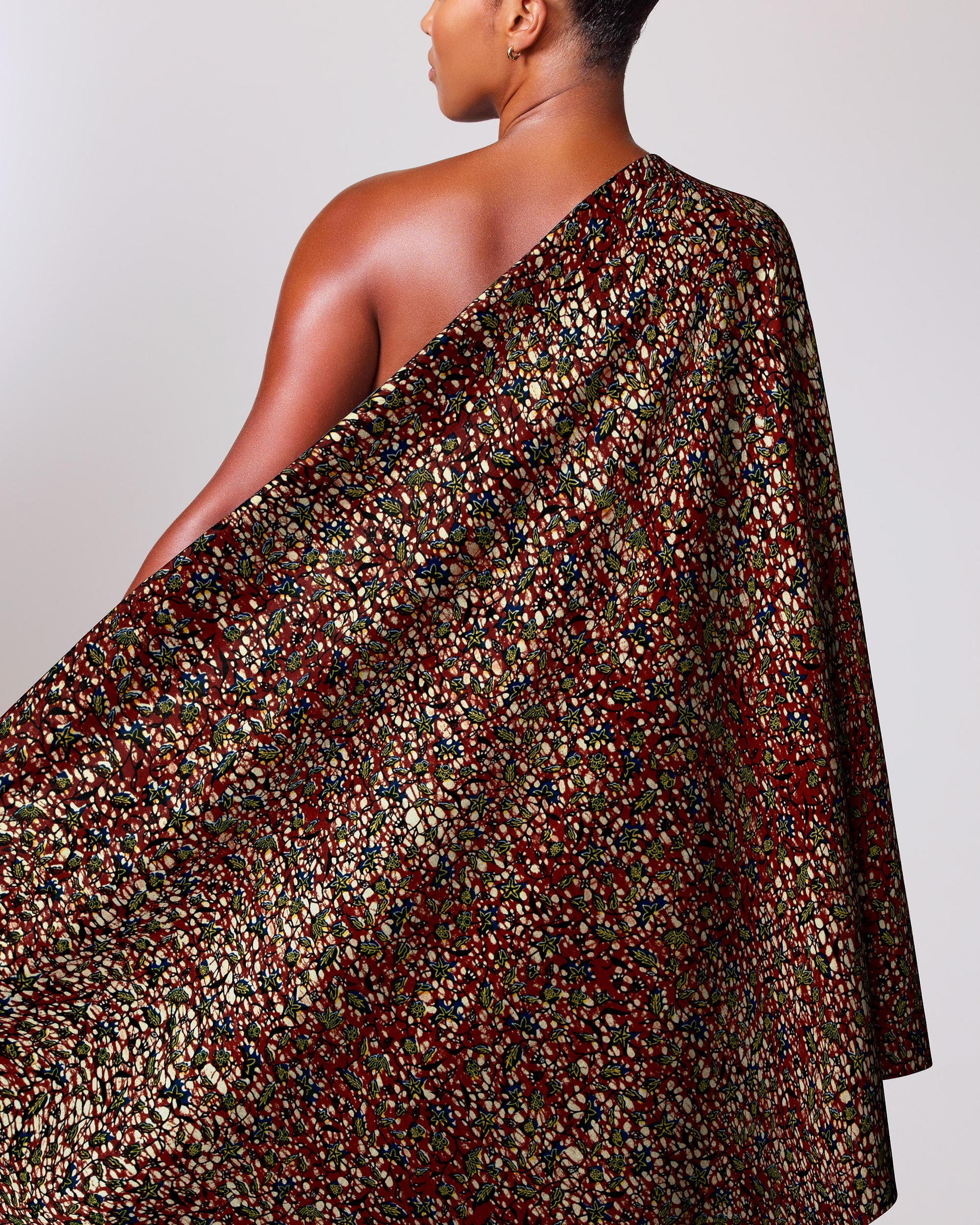 Richly textured one-shoulder dress deep wax hollandais vl02425.090