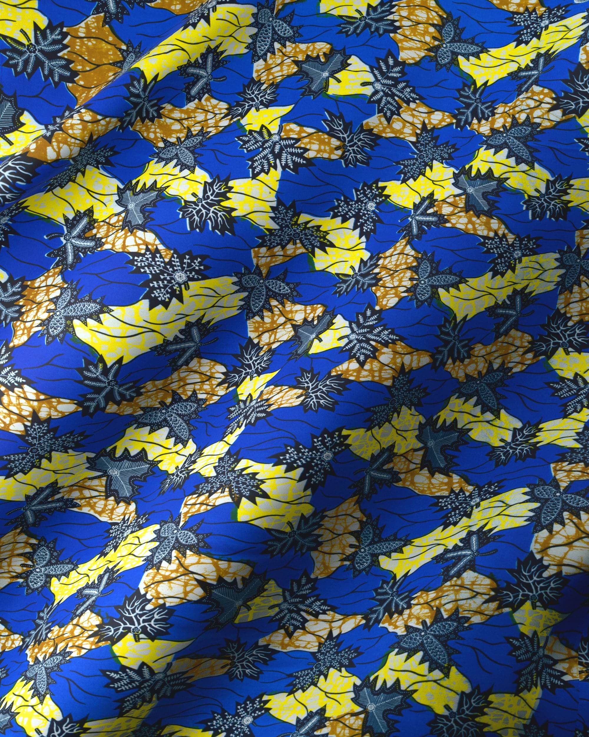 Vibrant blue yellow african print super-wax vl02786.039