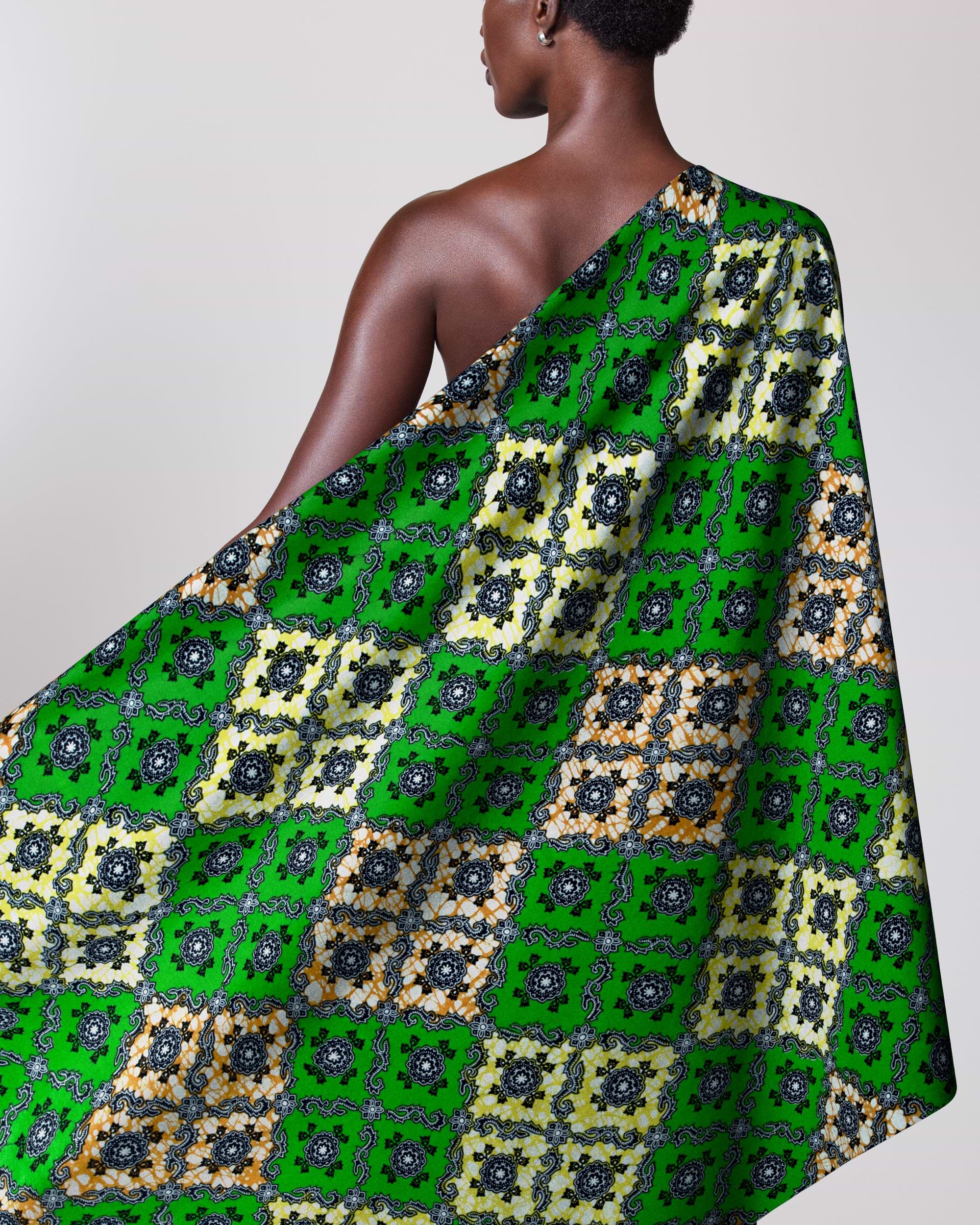 Vibrant green cream patterned fabric super-wax vl02789.240