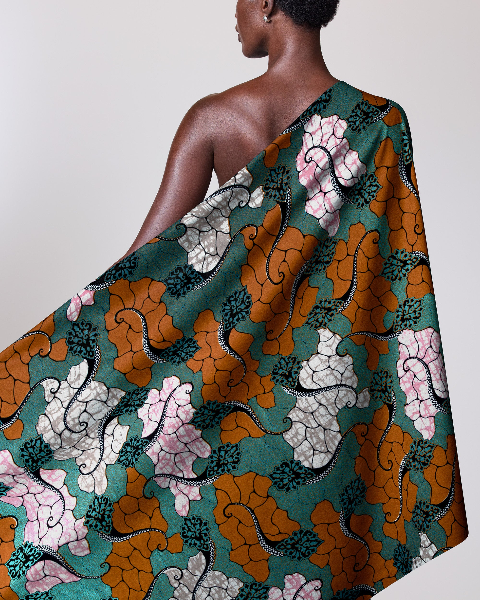Vibrant one-shoulder wrap dress bold super-wax vl02846.205