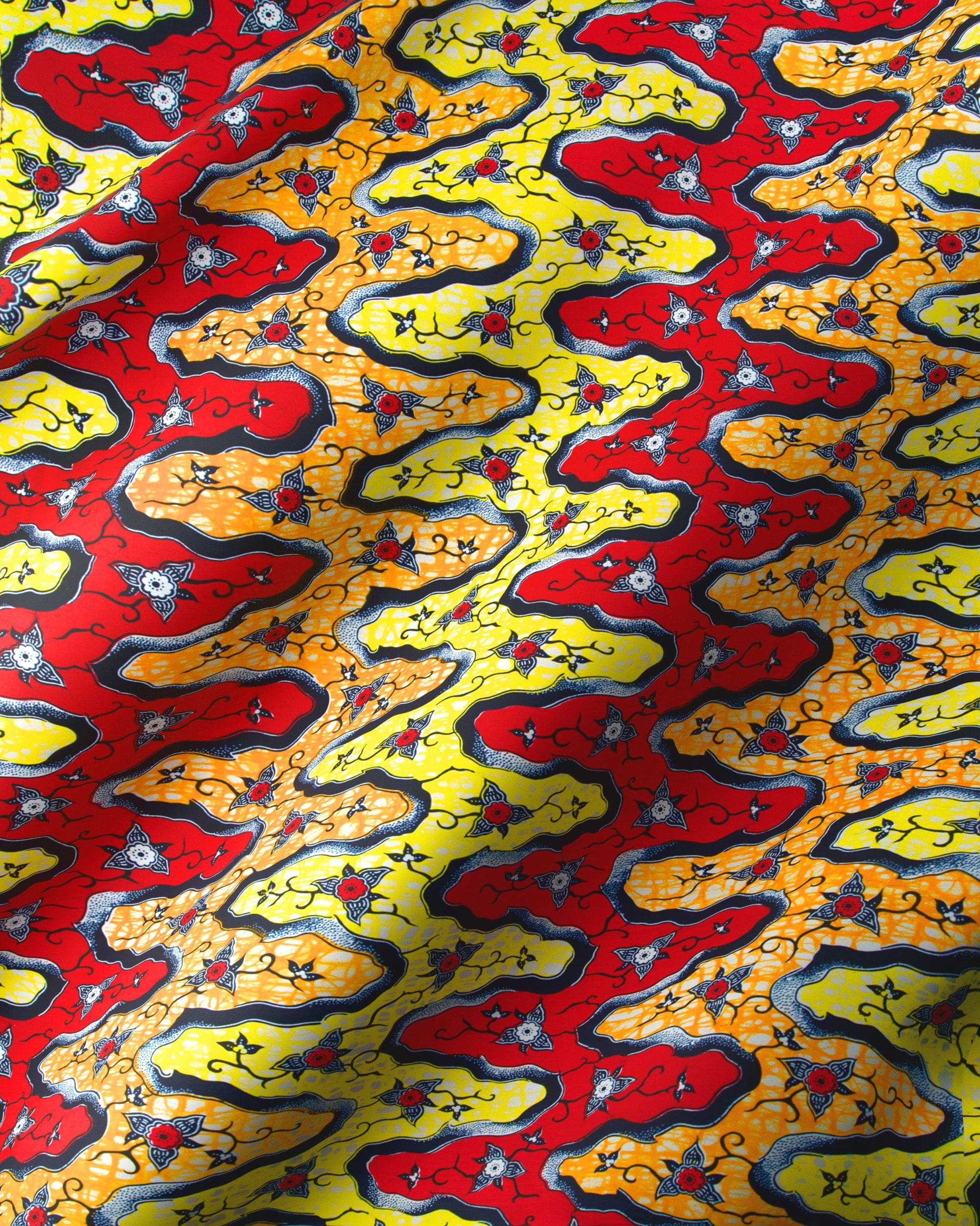 Vibrant red yellow african print super-wax vl02918.028