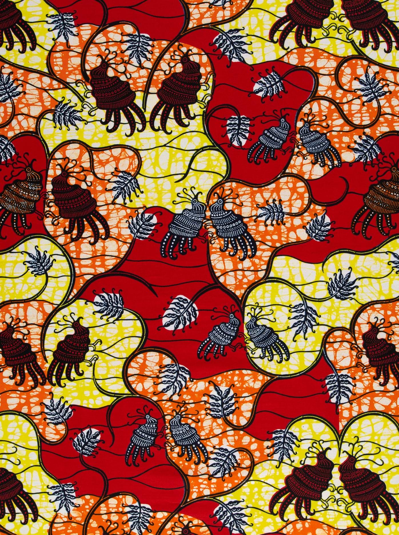 Vibrant red orange yellow african super-wax vl02919.082