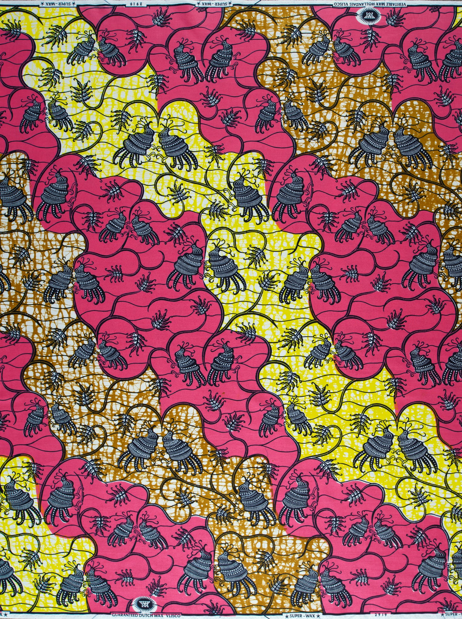 Vibrant pink yellow african print super-wax vl02919.090