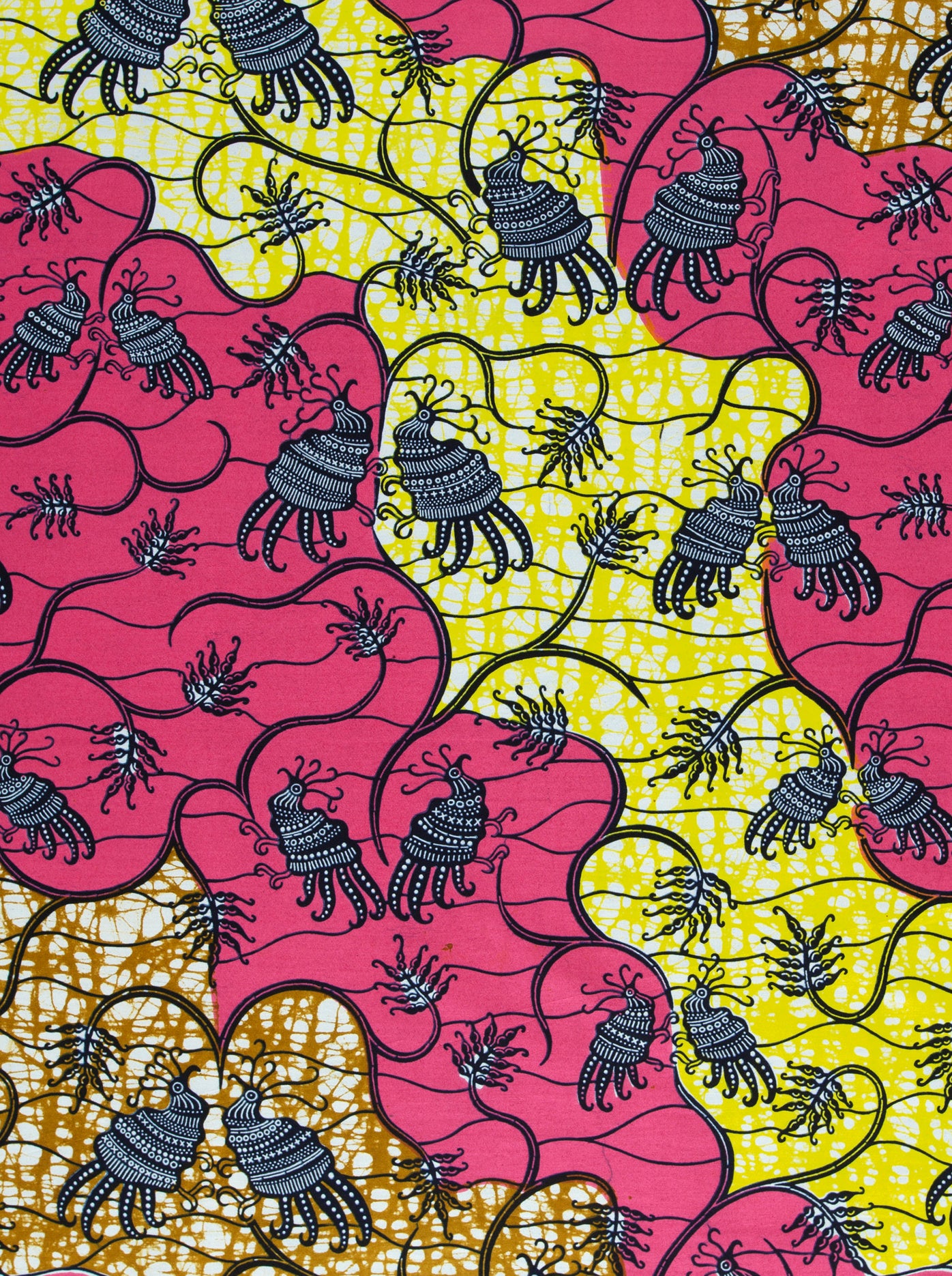 Vibrant pink yellow african print super-wax vl02919.090