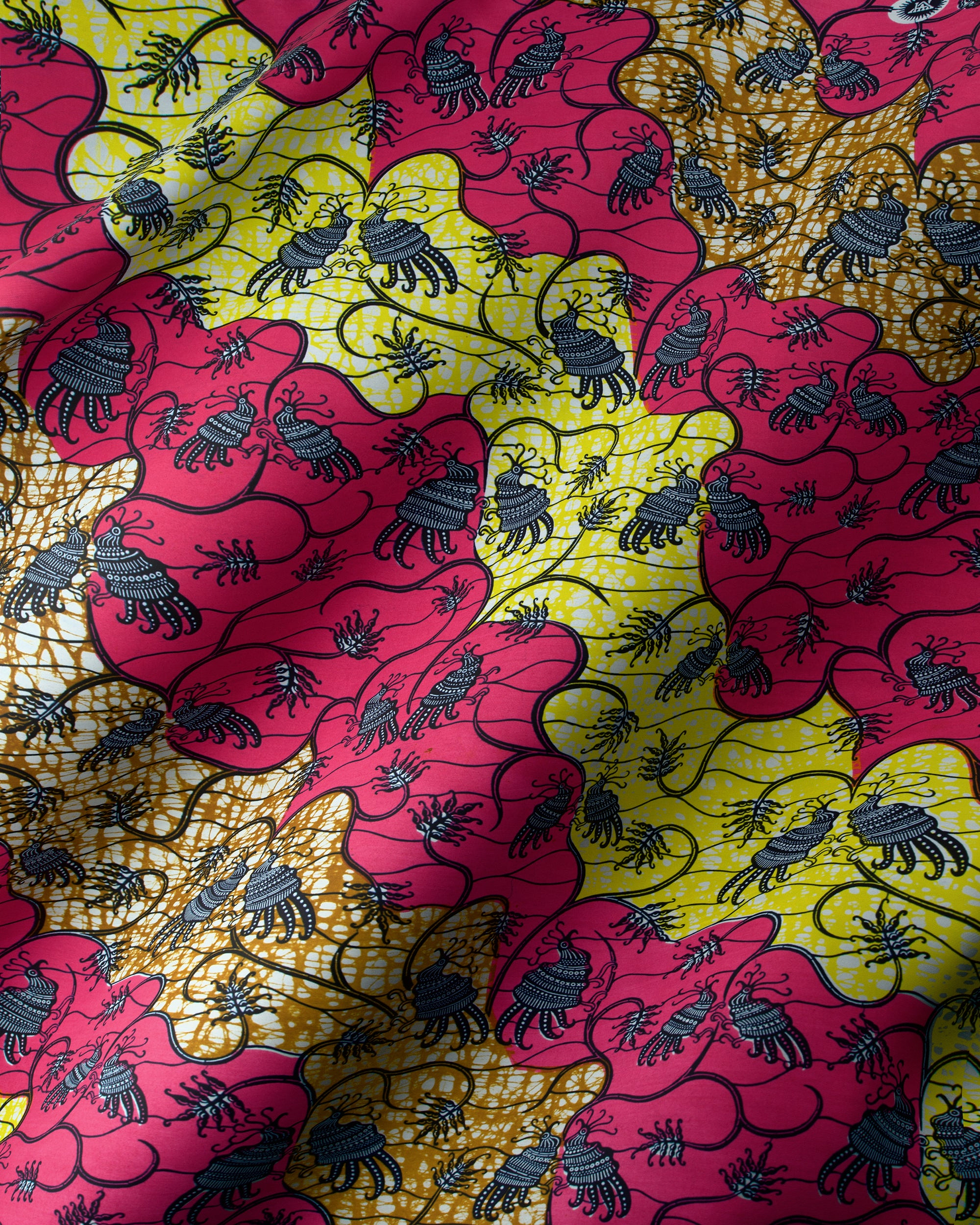 Vibrant pink yellow african print super-wax vl02919.090