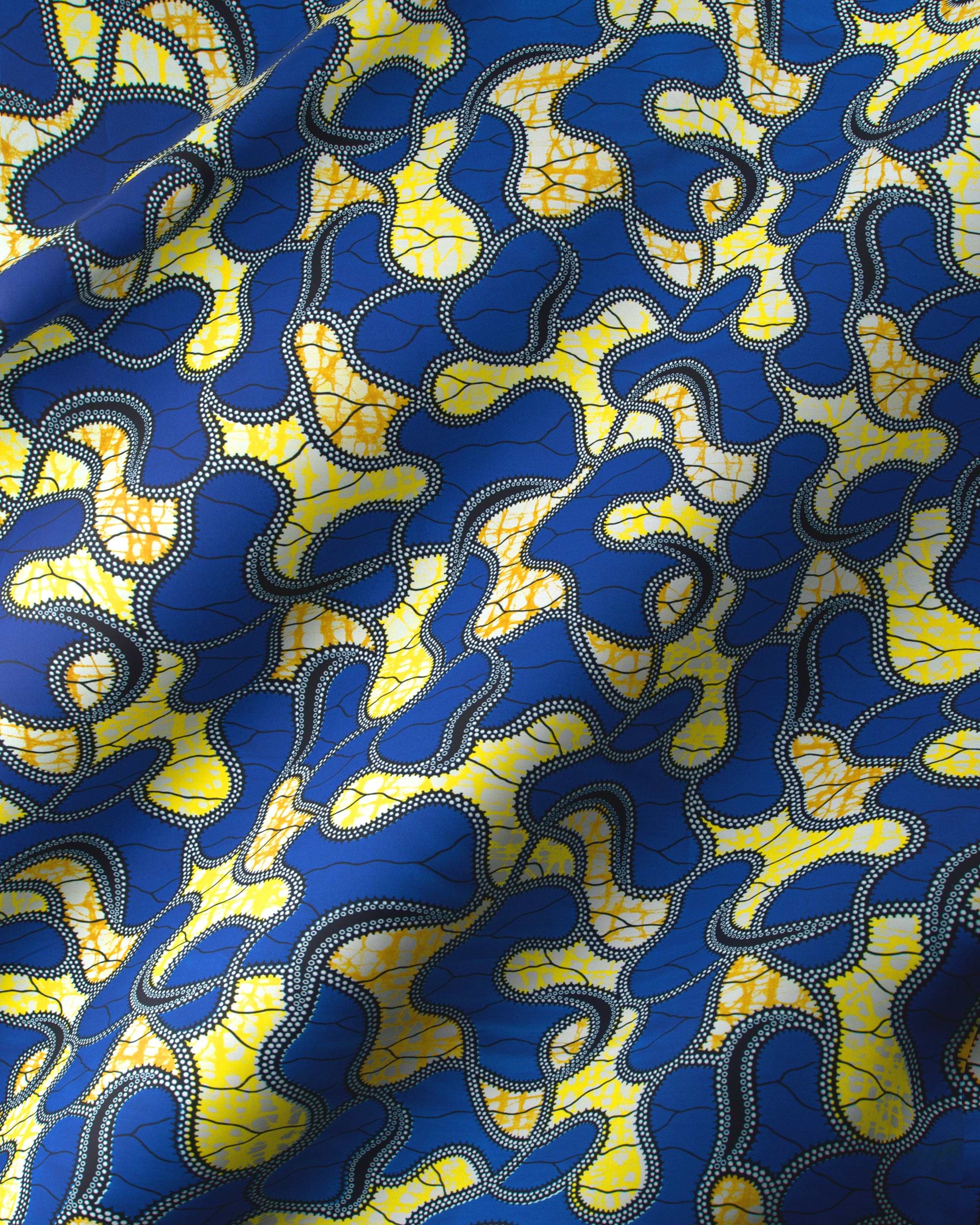 Vibrant blue yellow african print super-wax vl02922.253
