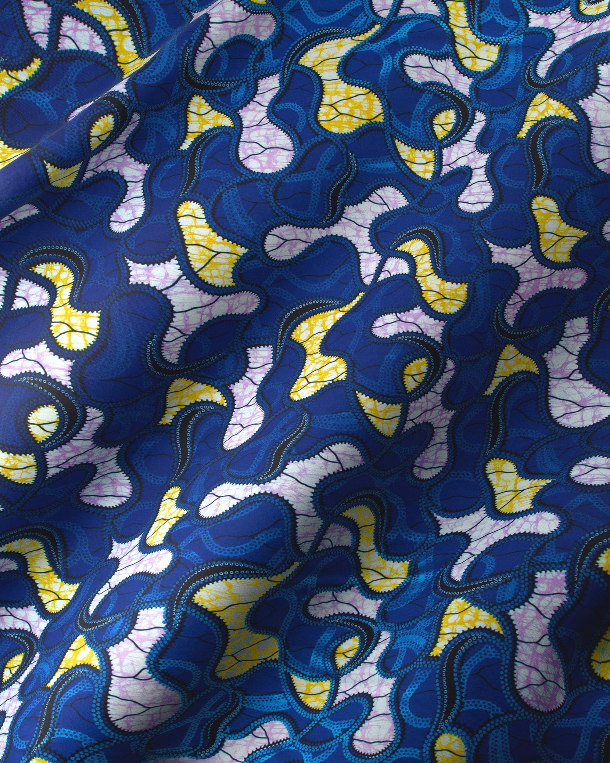 Vibrant blue fabric bold yellow super-wax vl02922.255