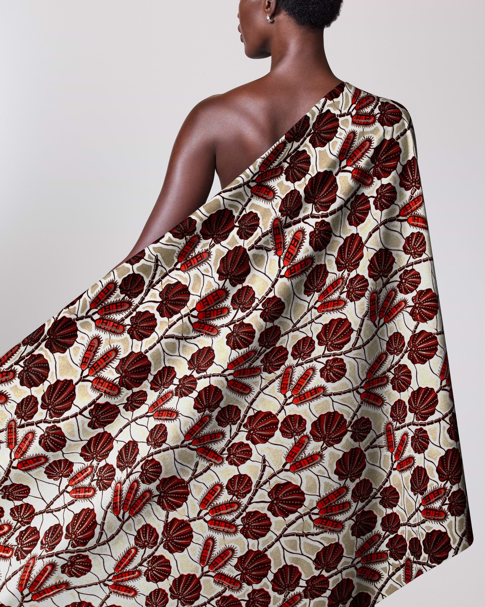 Woman wears one-shoulder garment made wax glitterglam vl03004.012