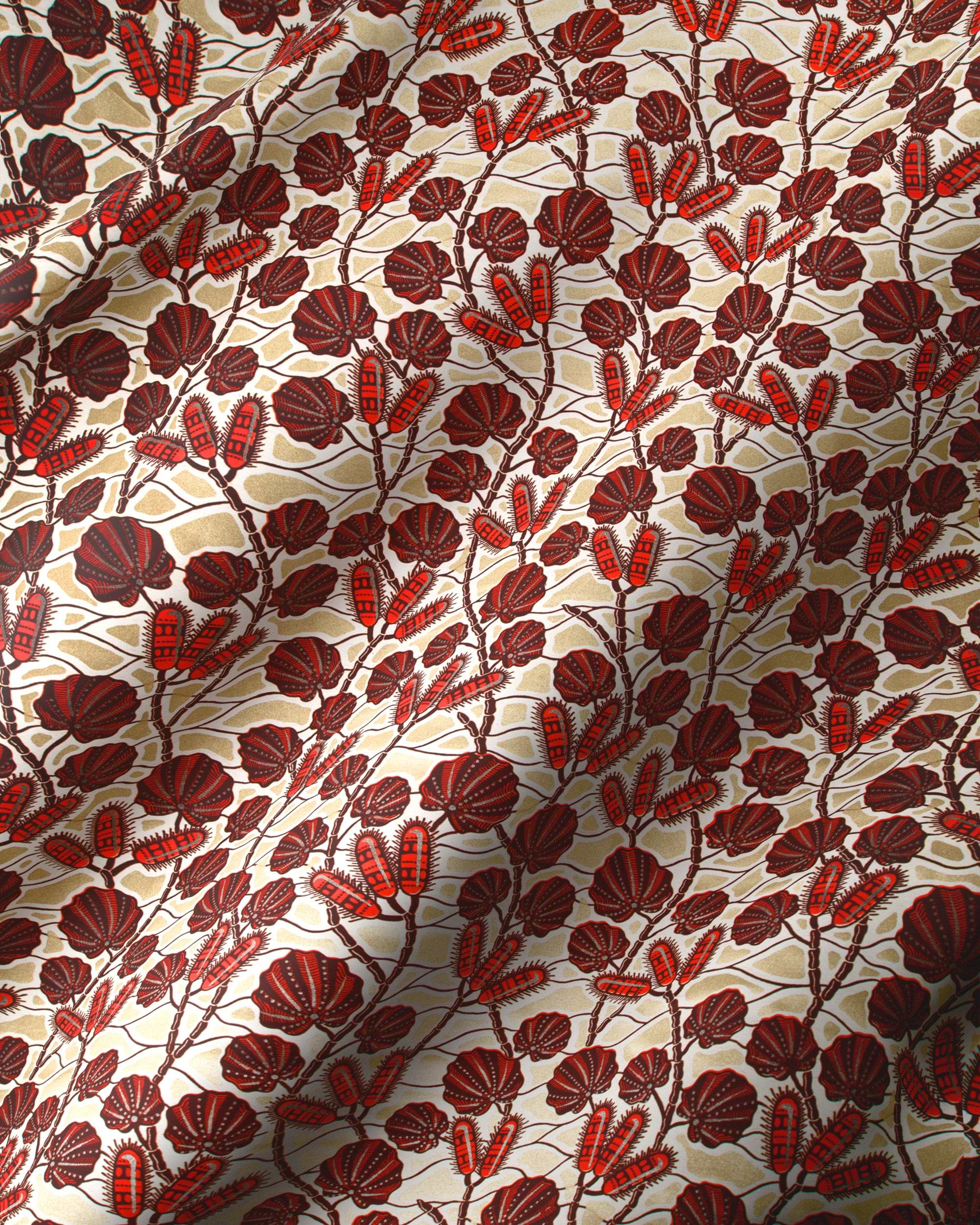 Beige fabric pattern dark red wax glitterglam vl03004.012