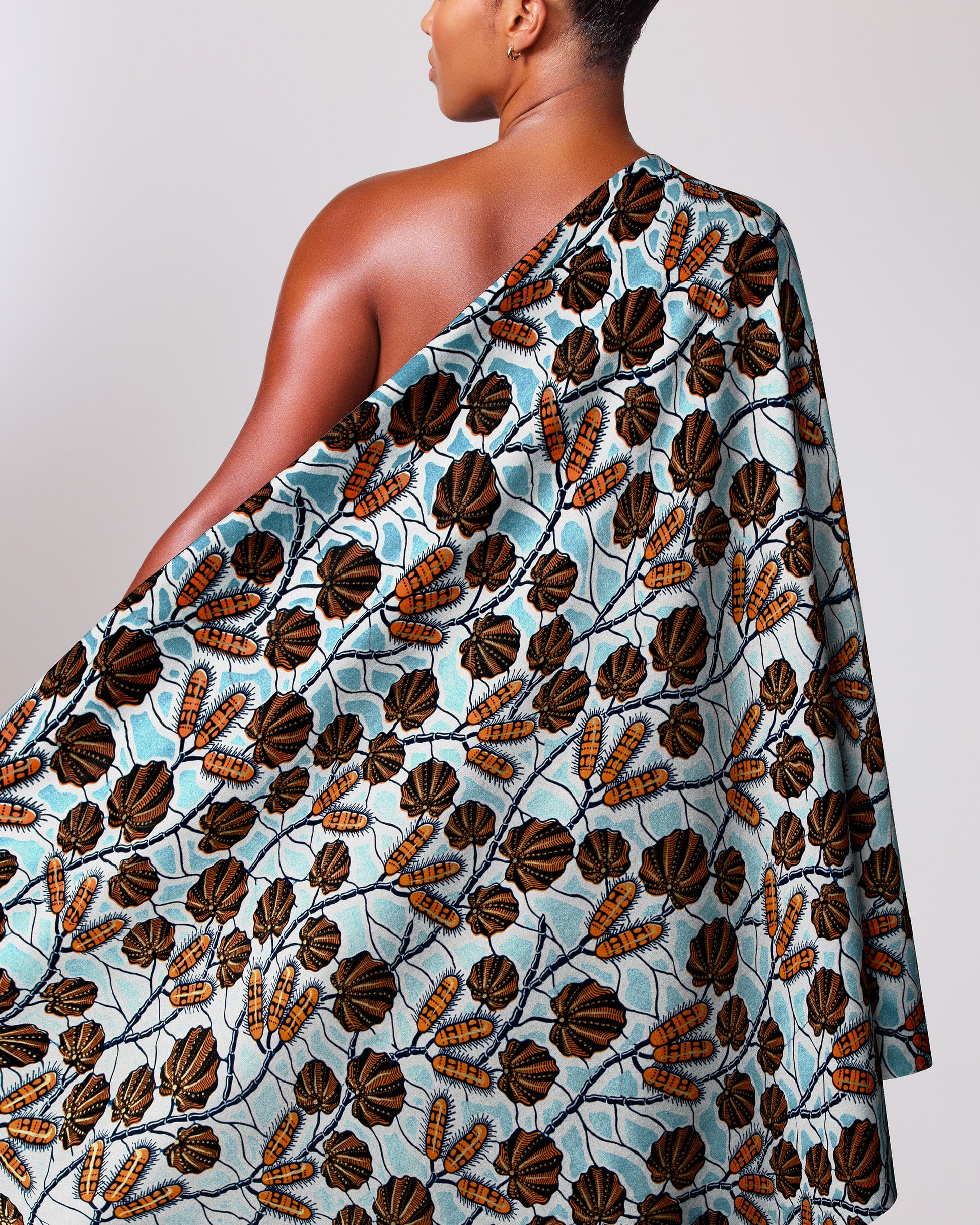 One-shoulder dress made vibrant patterned wax glitterglam vl03004.014