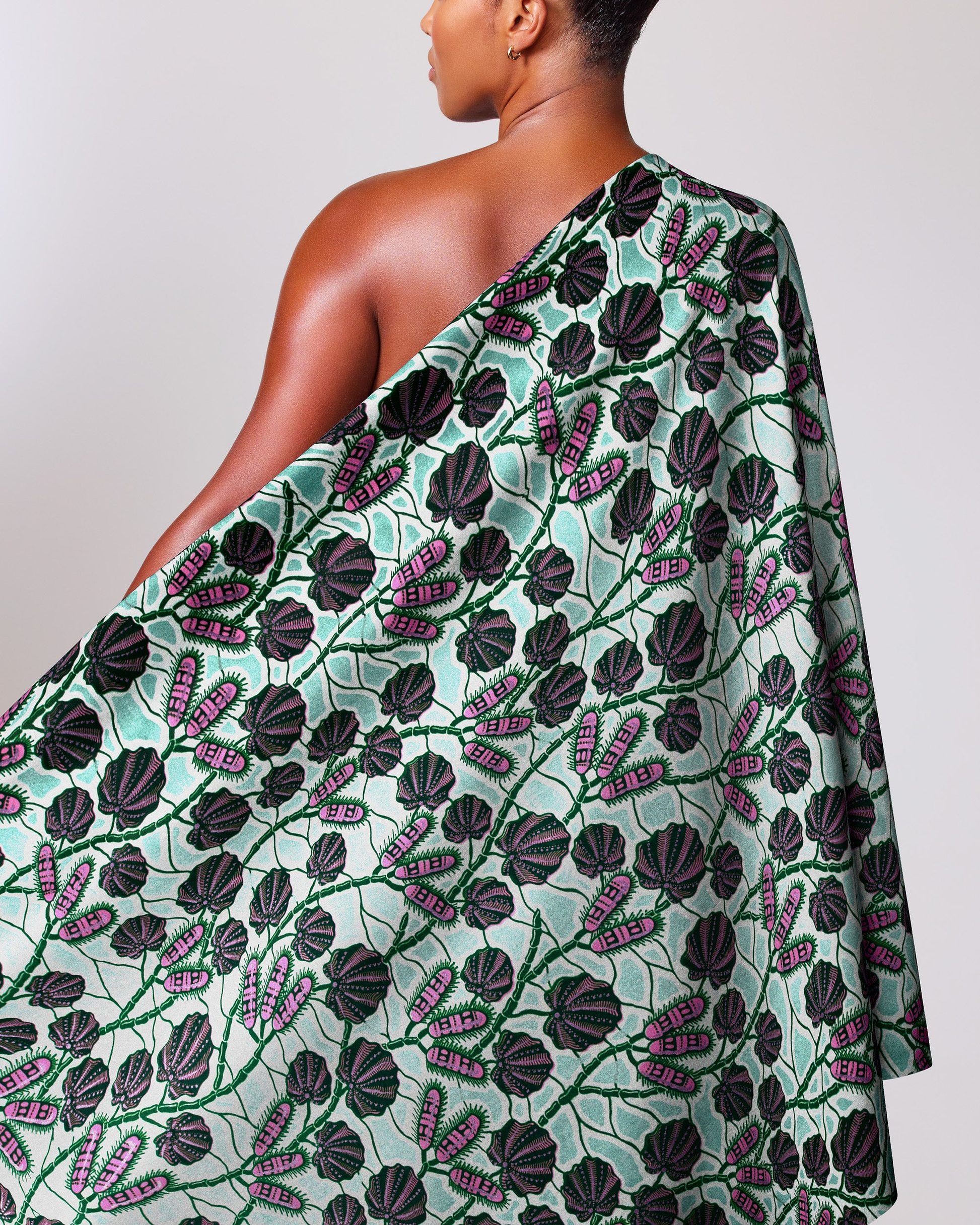 One-shoulder dress made vibrant green wax glitterglam vl03004.015