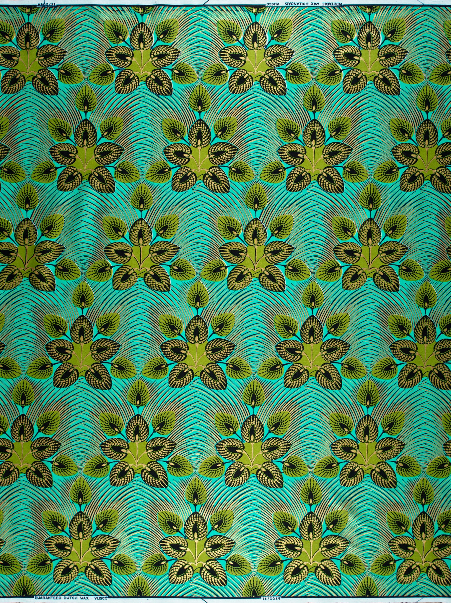 Vibrant turquoise fabric pattern stylized wax hollandais vl03049.016