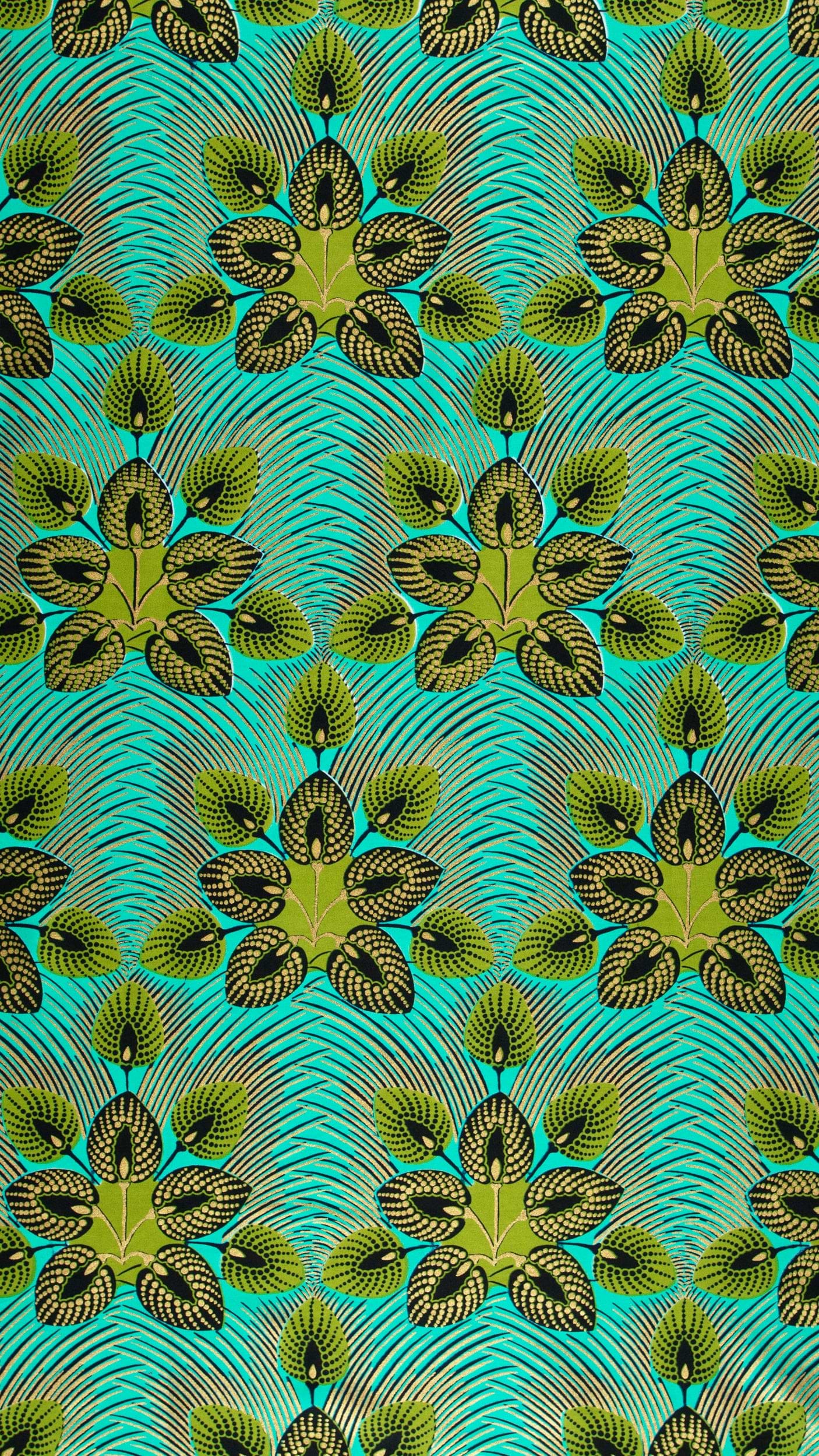 Vibrant turquoise fabric pattern stylized wax hollandais vl03049.016