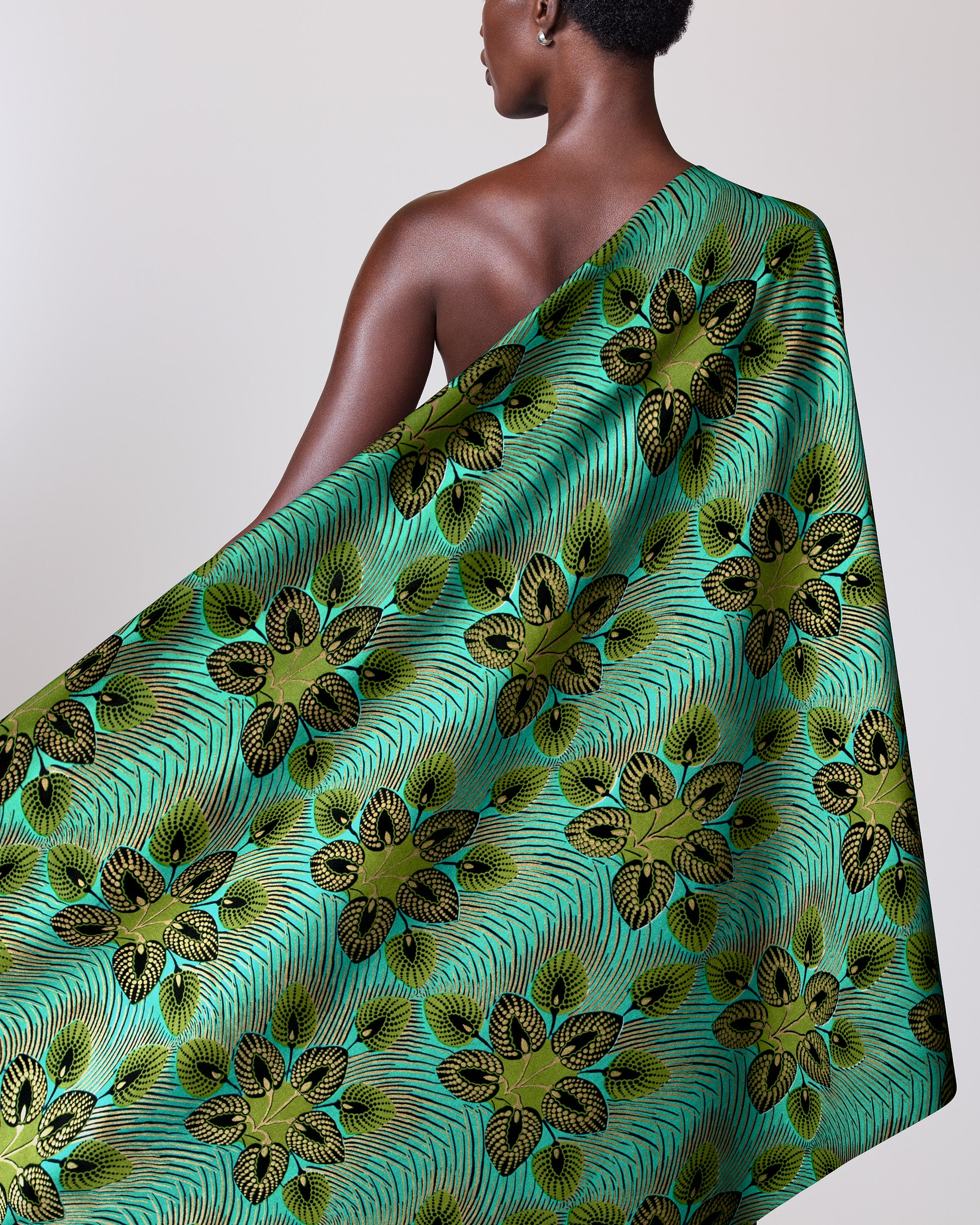 Vibrant teal green patterned fabric wax hollandais vl03049.016