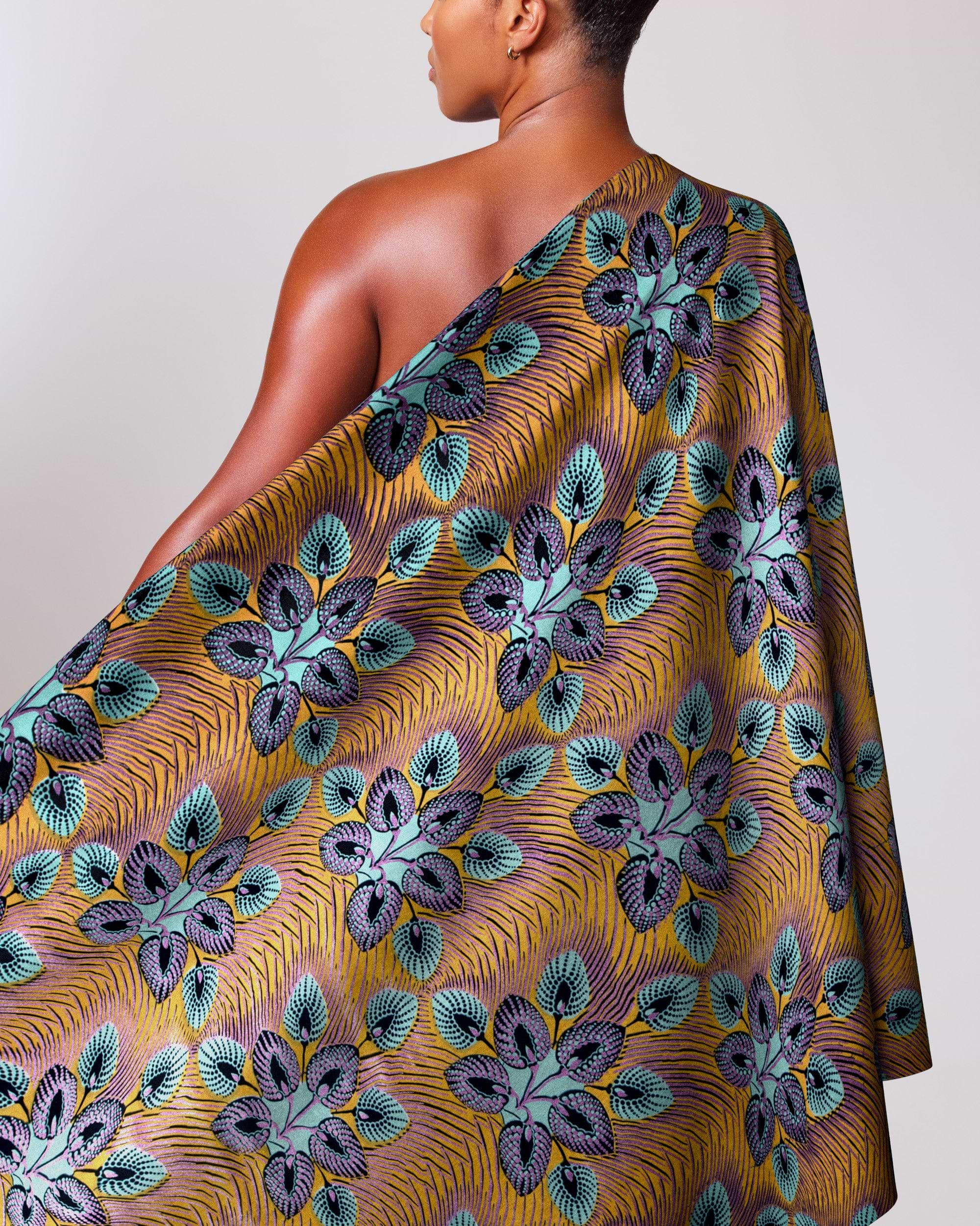 Vibrant one-shoulder dress made richly wax hollandais vl03049.017