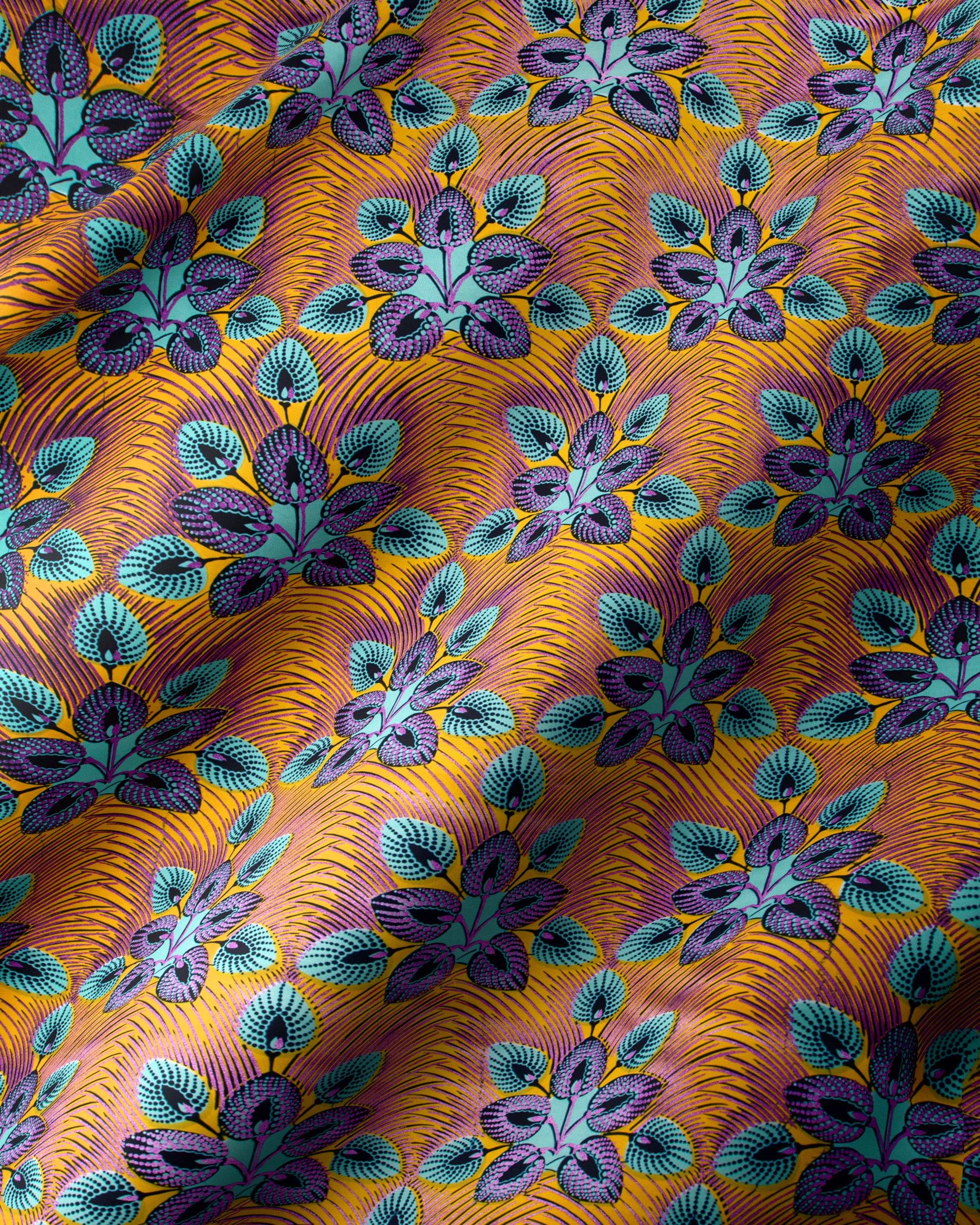 Vibrant orange fabric pattern purple wax hollandais vl03049.017
