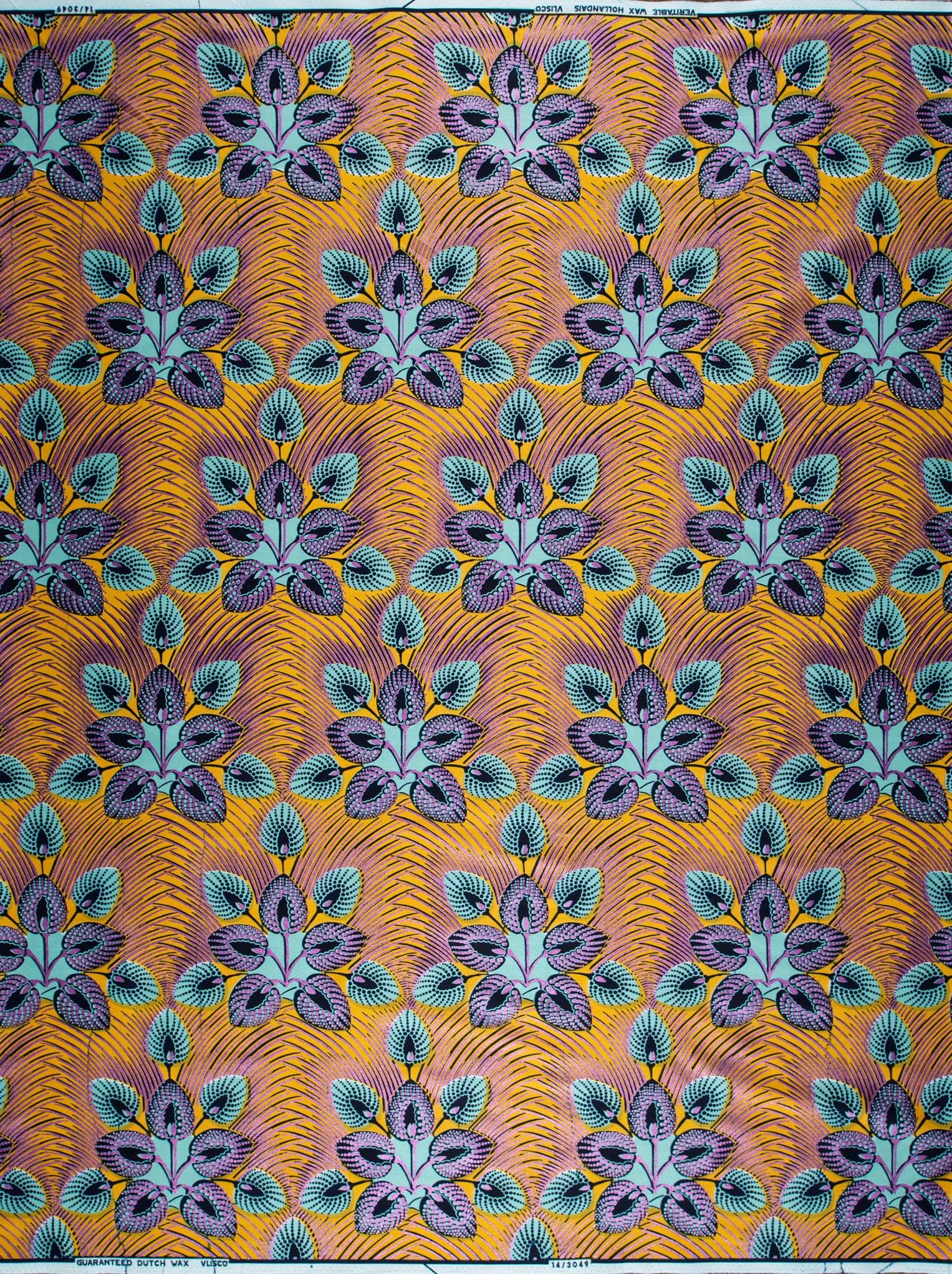 Vibrant orange fabric floral patterns wax hollandais vl03049.017