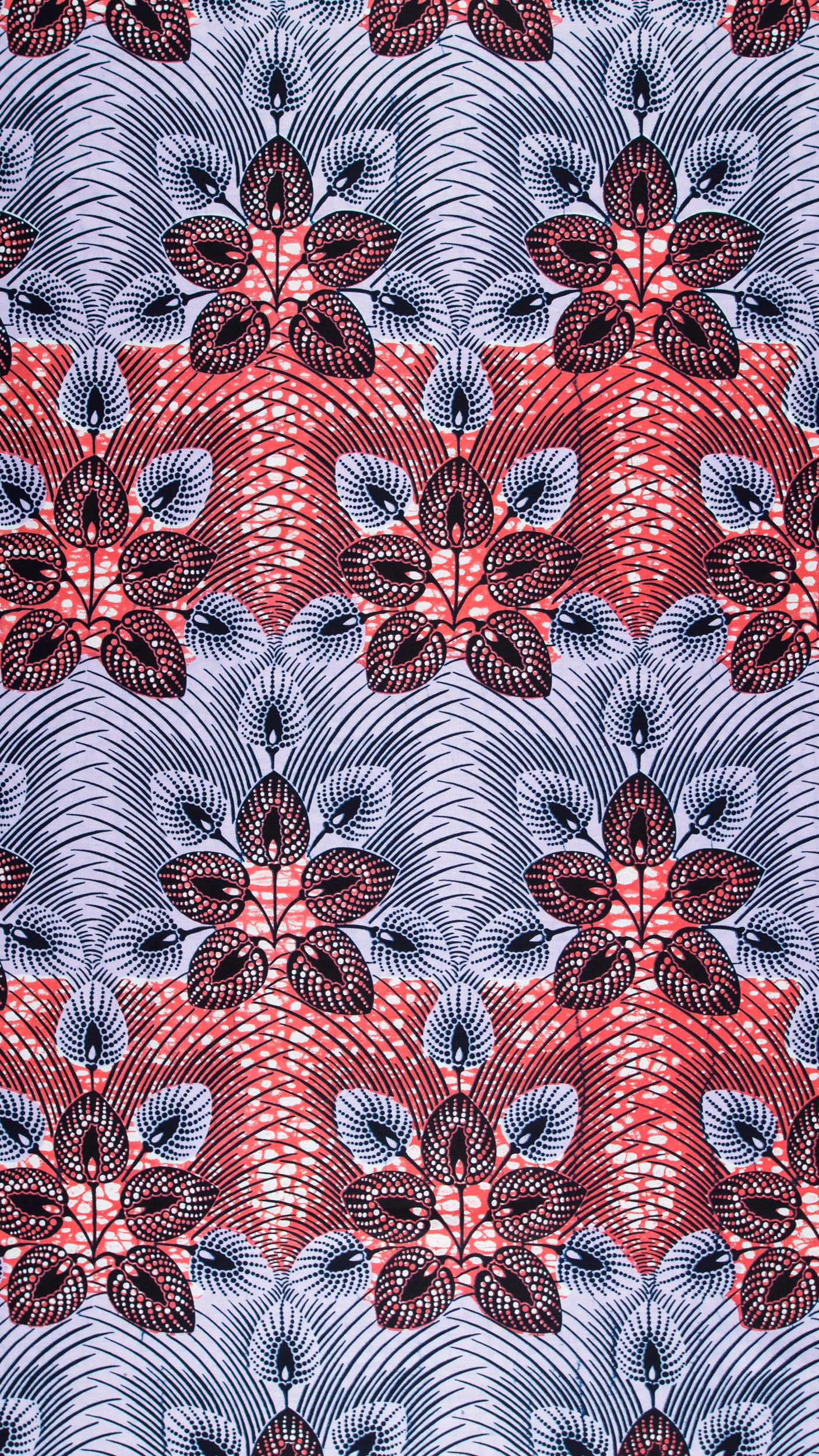 Red gray patterned african print wax hollandais vl03049.018