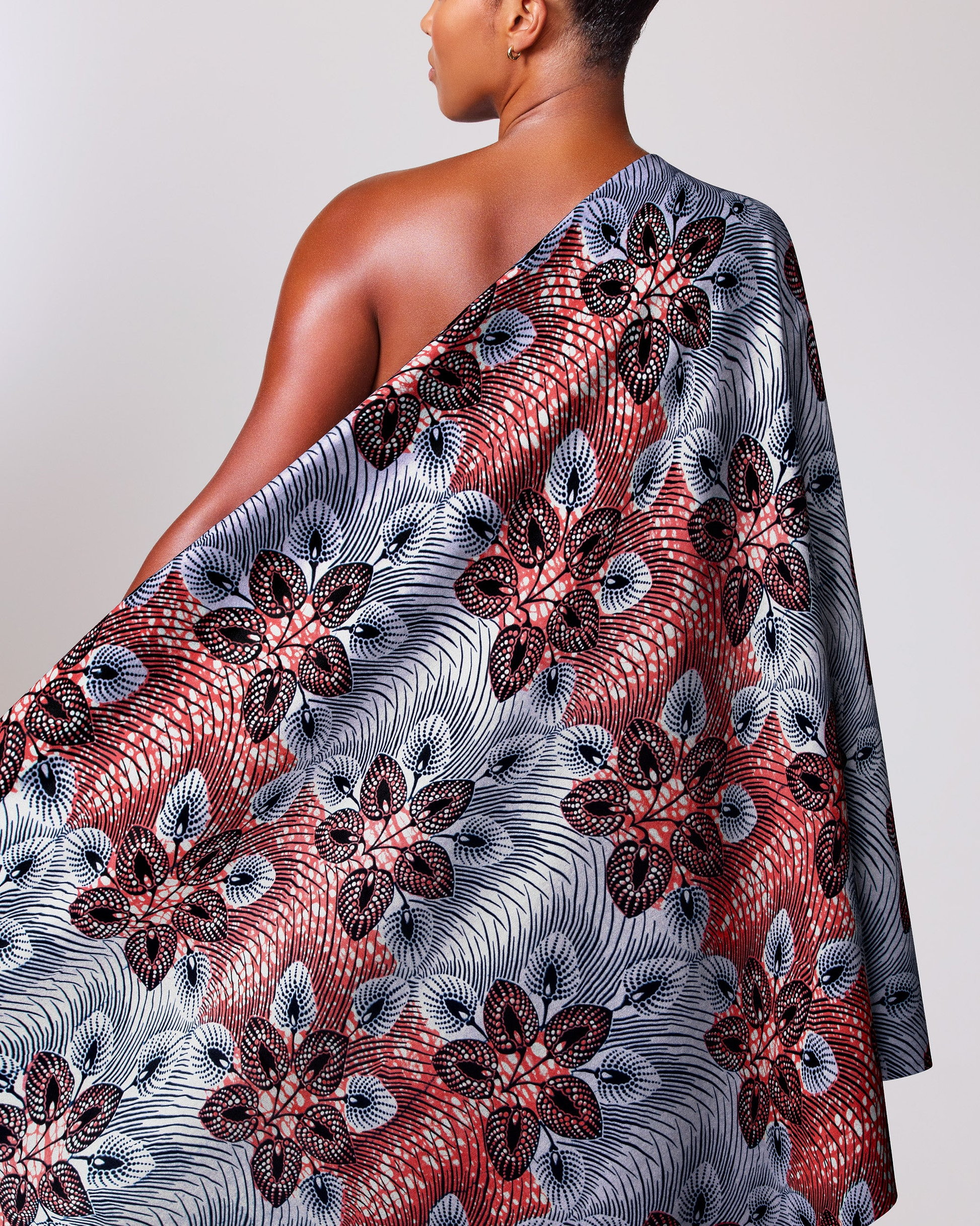 Vibrant one-shoulder wrap dress bold wax hollandais vl03049.018