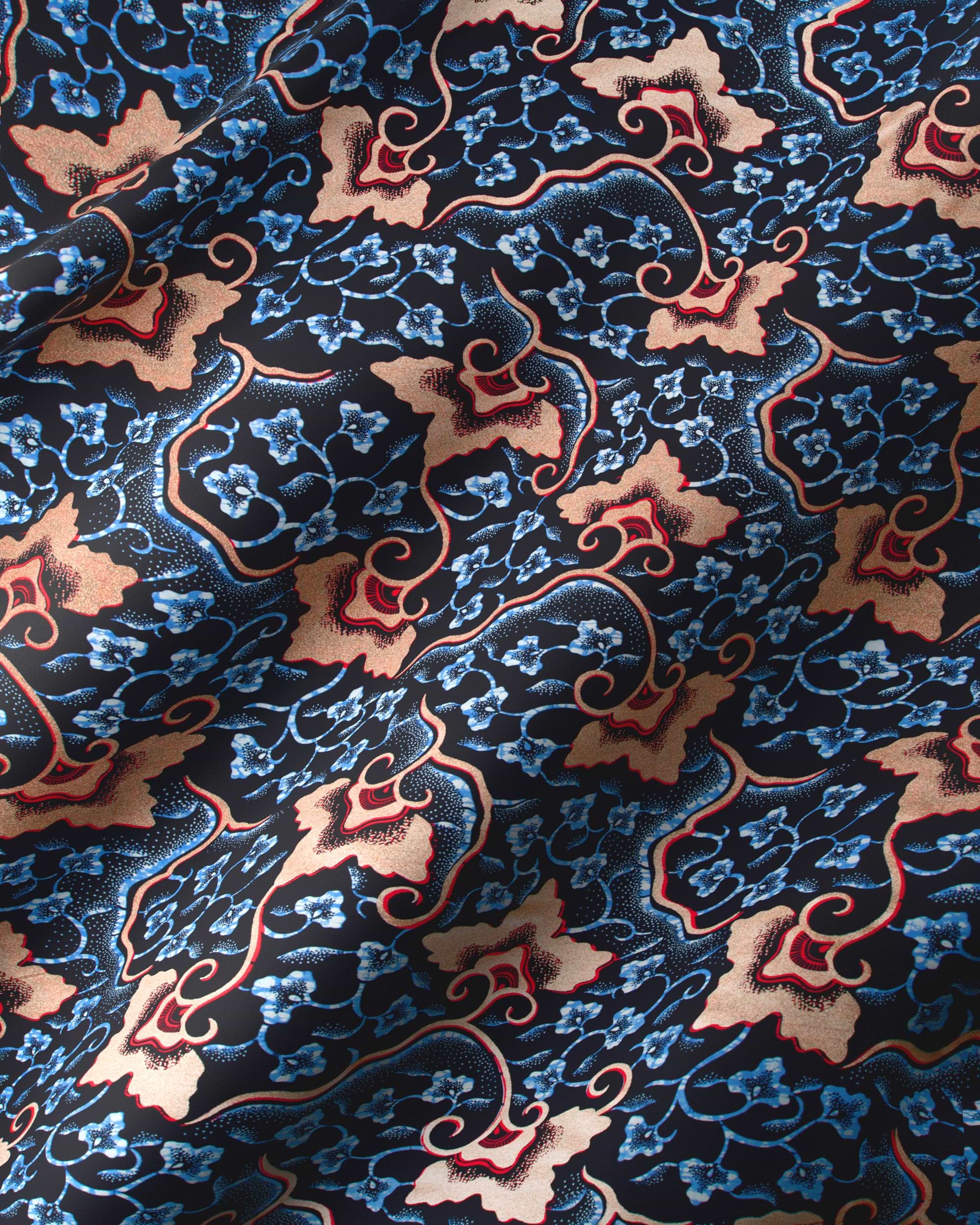 Dark blue fabric intricate pattern wax hollandais vl03096.009
