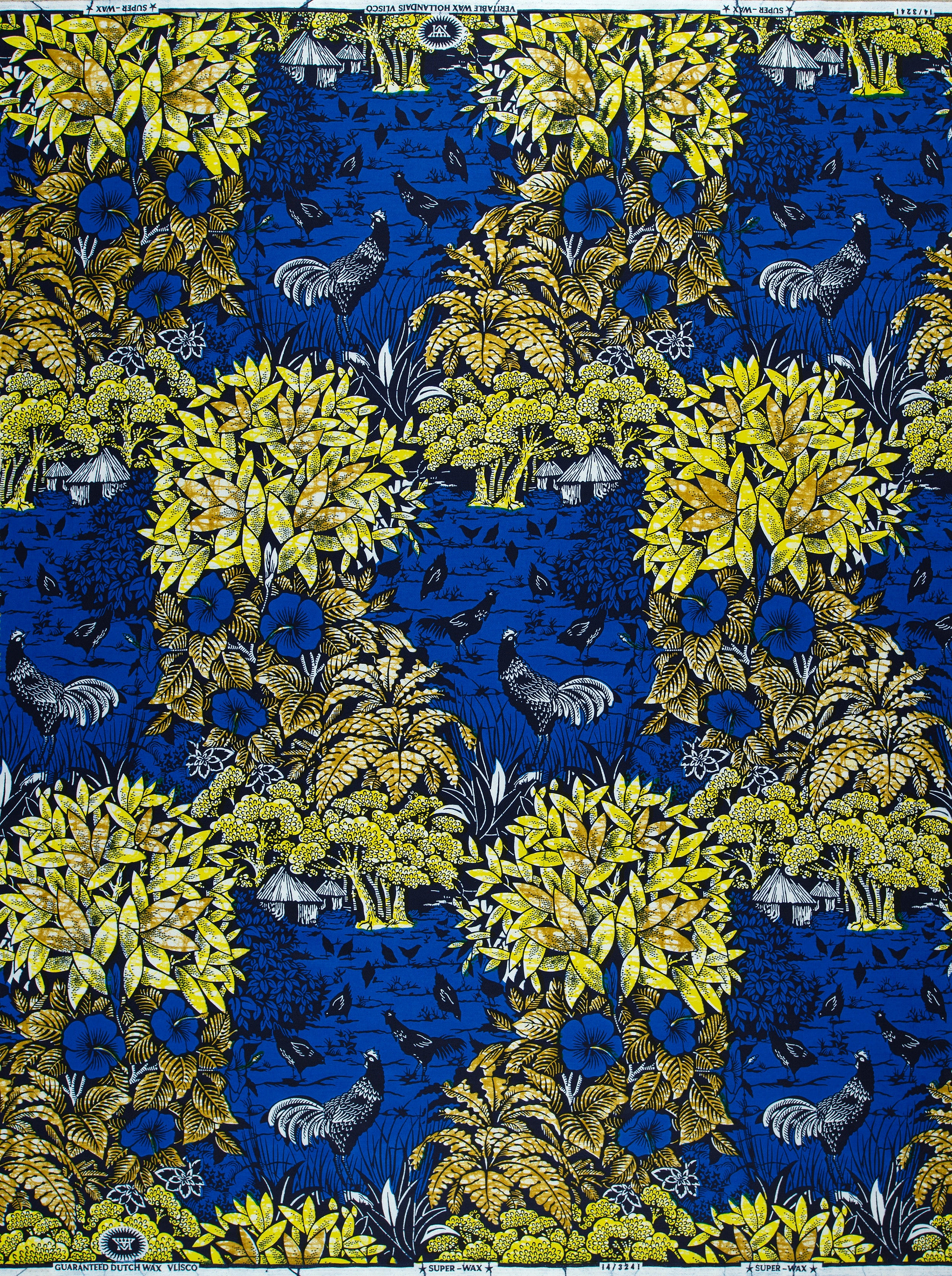 Vibrant blue fabric pattern yellow-green super-wax vl03241.158