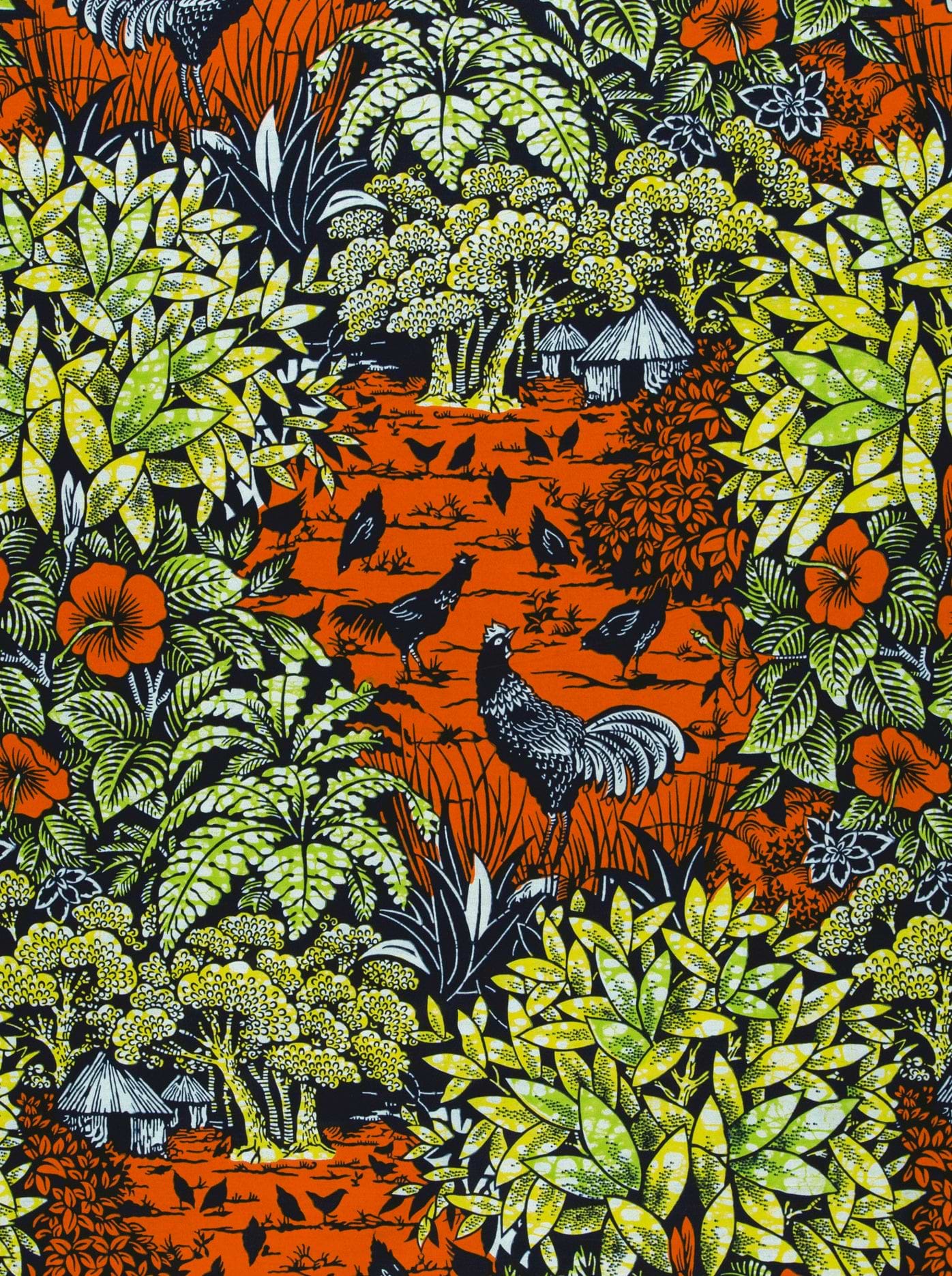 Vibrant orange green tropical print super-wax vl03241.173