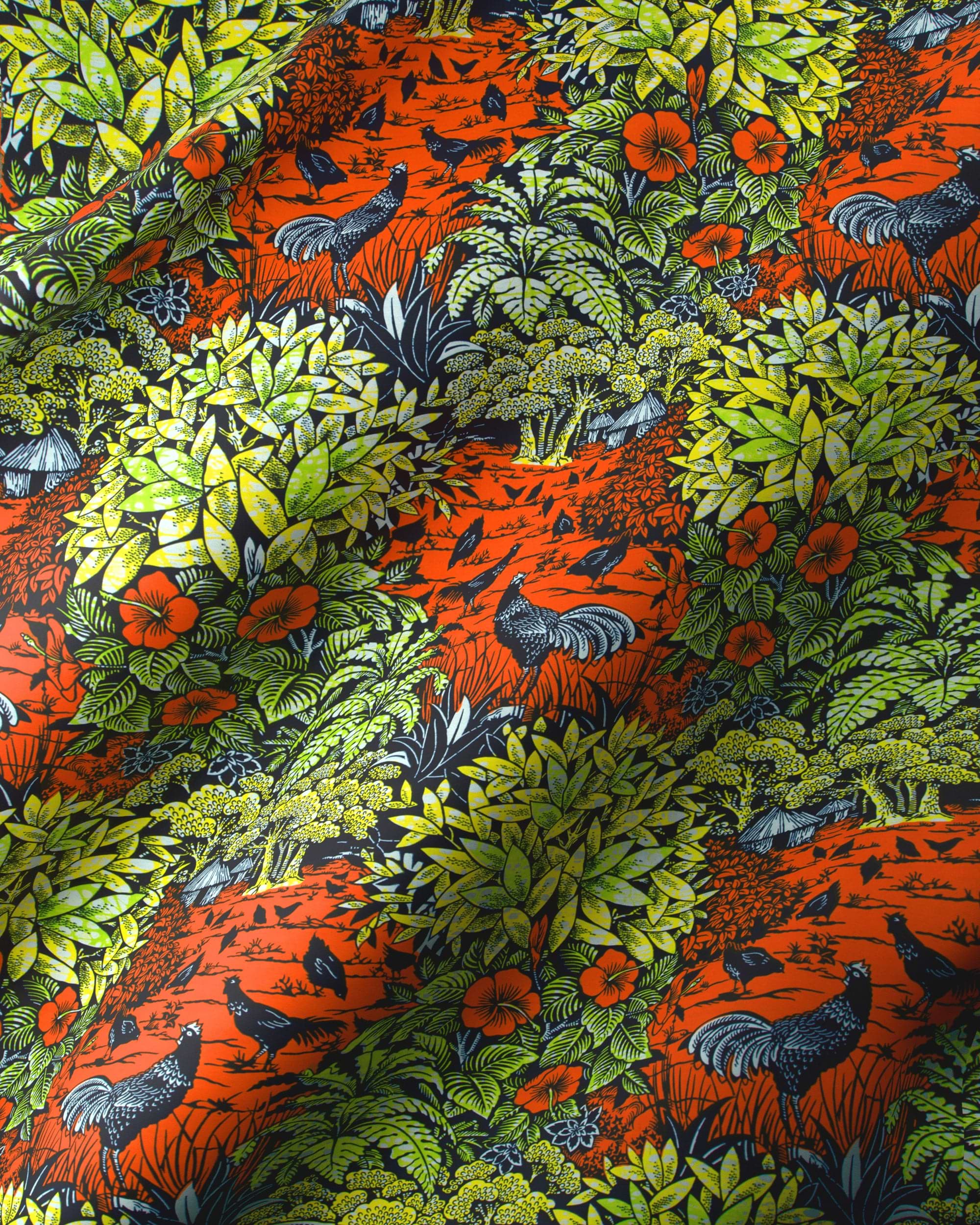 Vibrant orange fabric dense illustrated super-wax vl03241.173