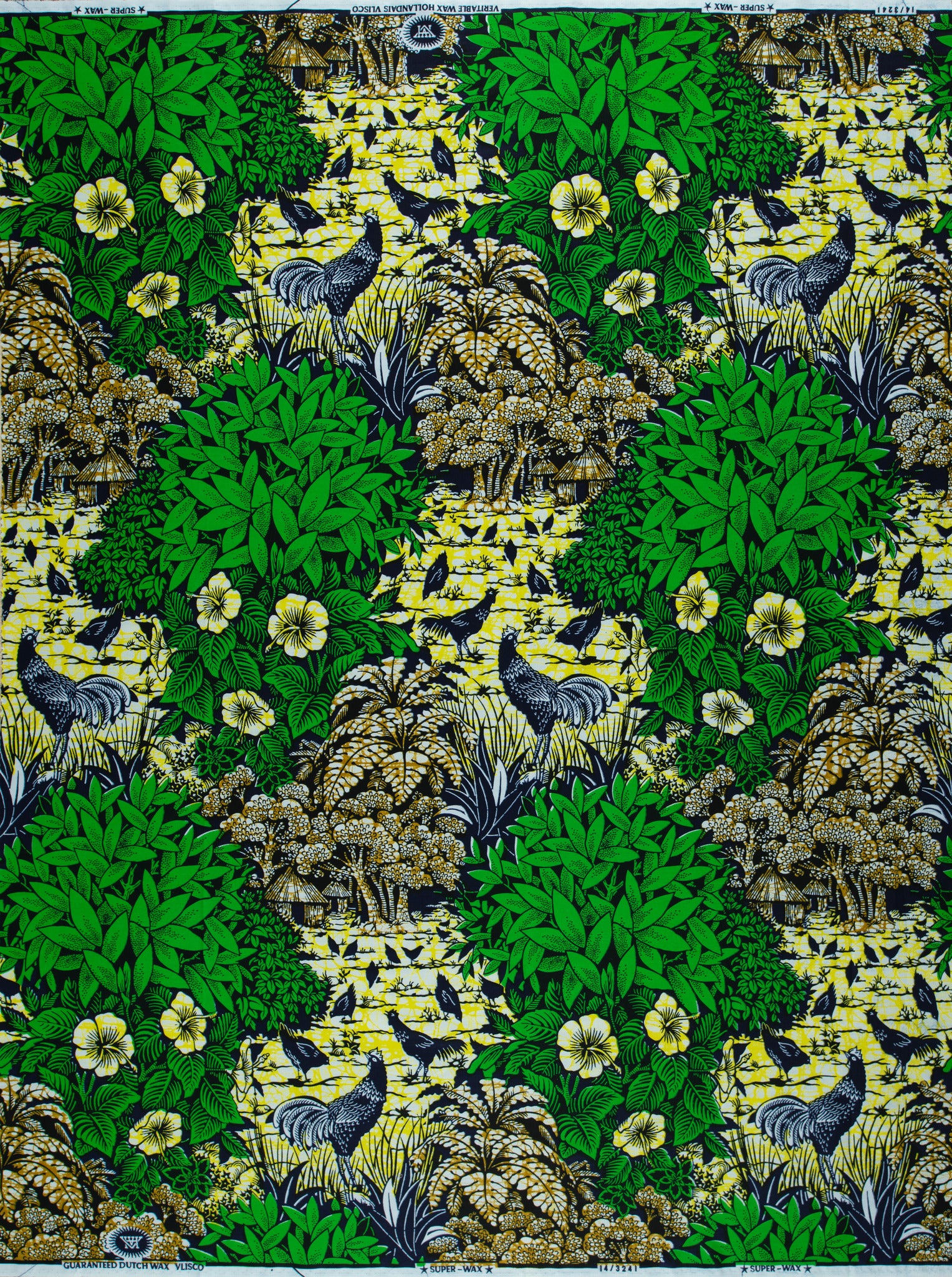 Vibrant green yellow patterned fabric super-wax vl03241.207