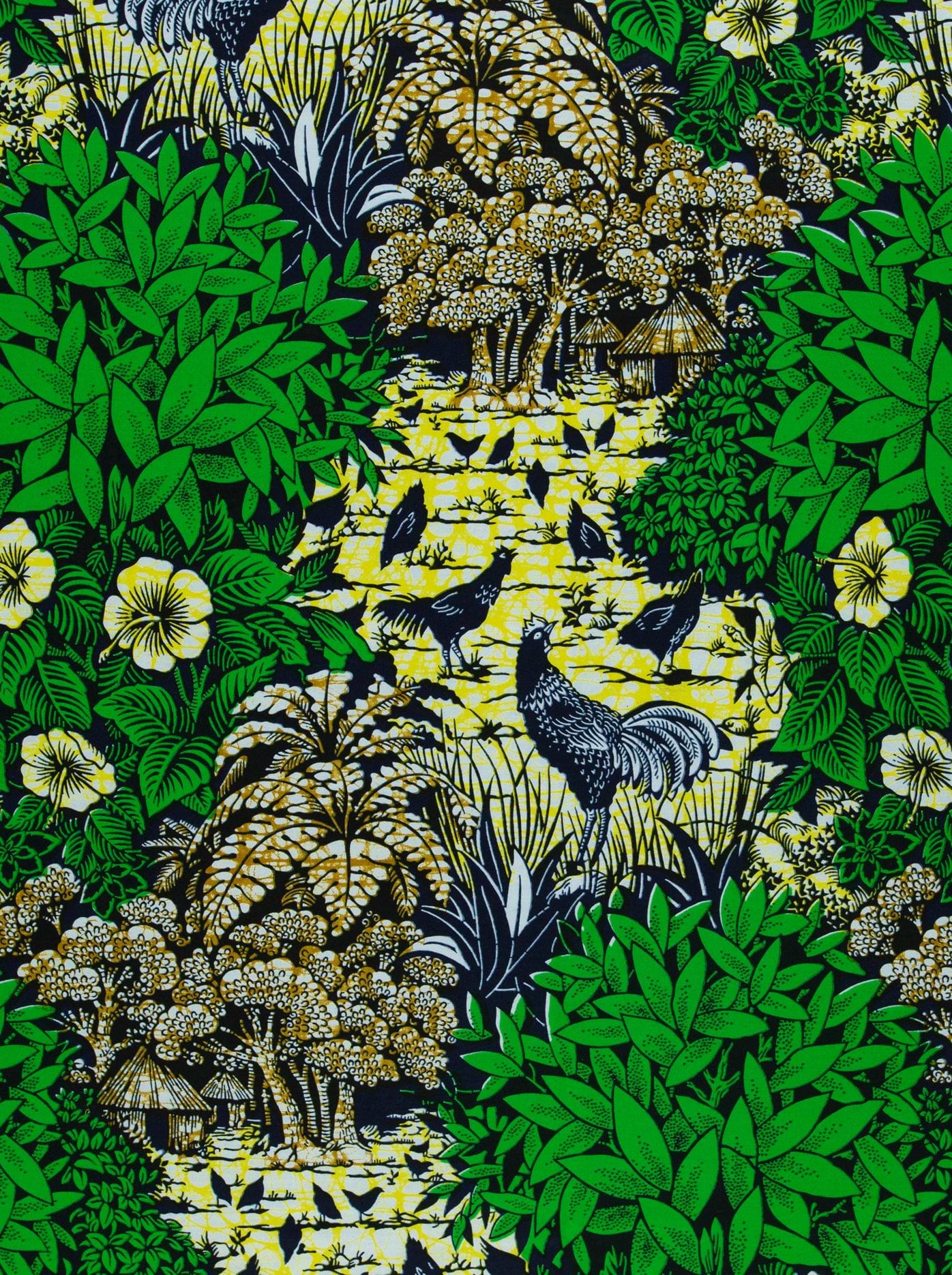 Vibrant green yellow patterned fabric super-wax vl03241.207