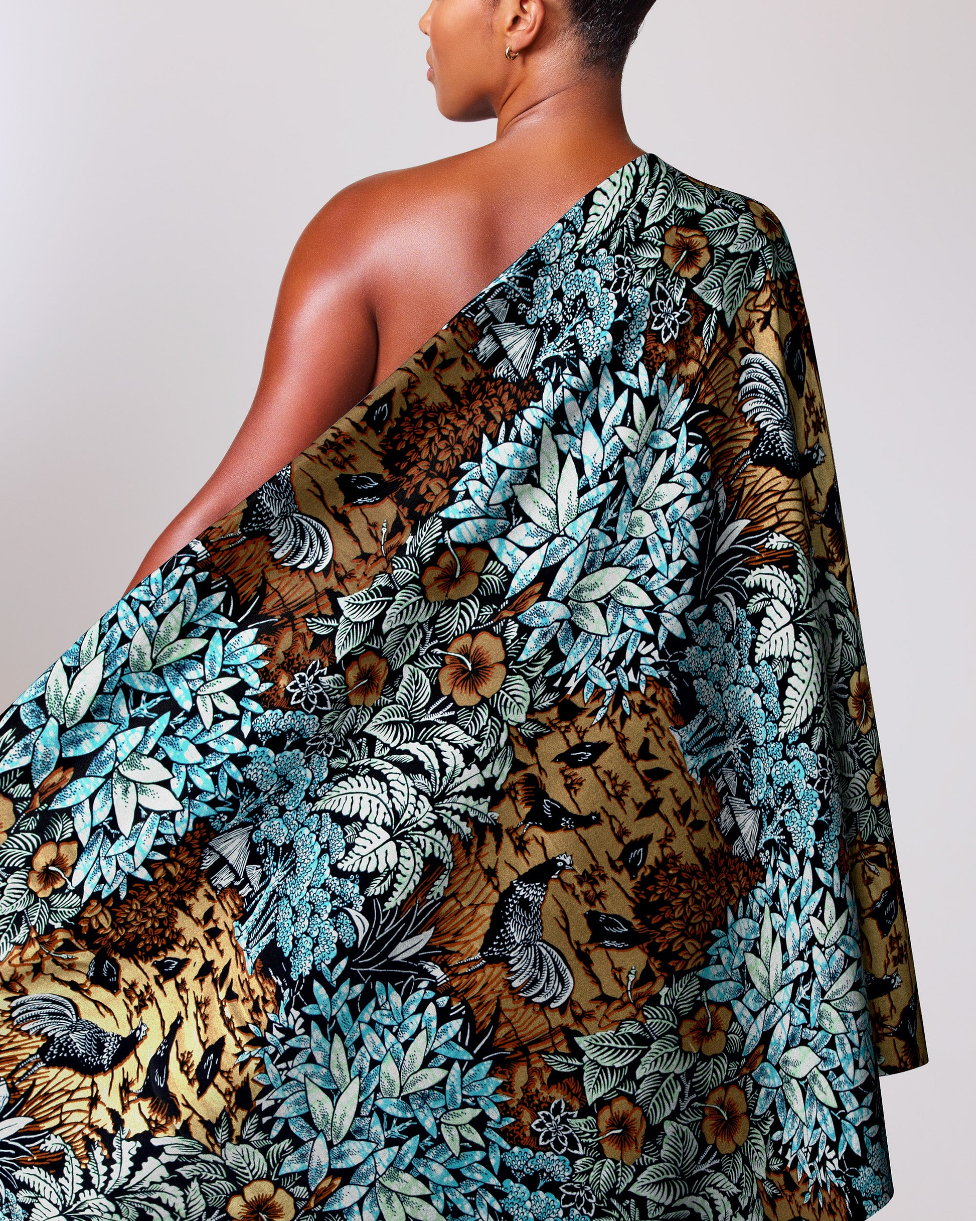 Vibrant one-shoulder wrap dress rich super-wax vl03241.291