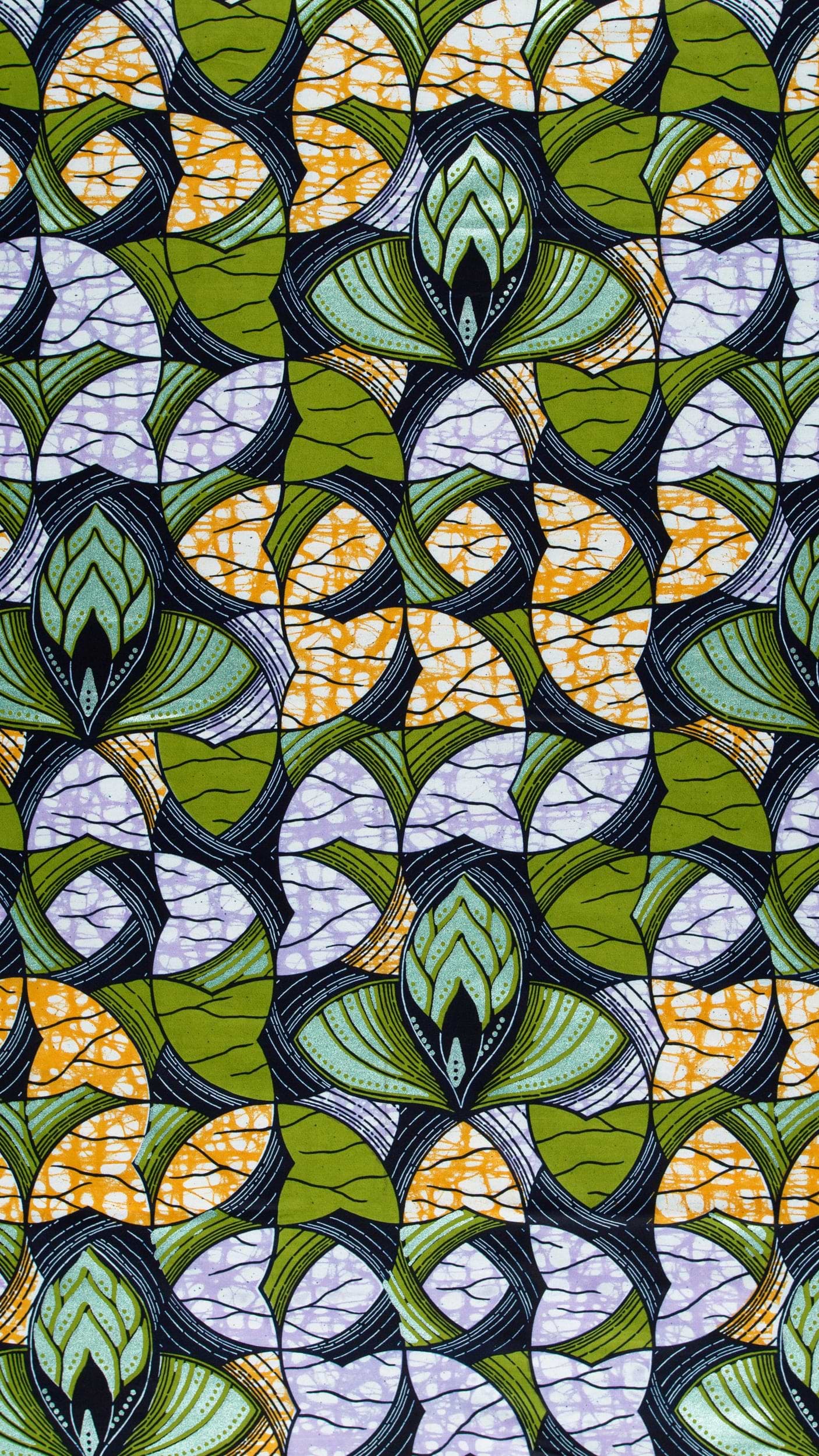 Vibrant green white orange patterned super-wax vl03491.011