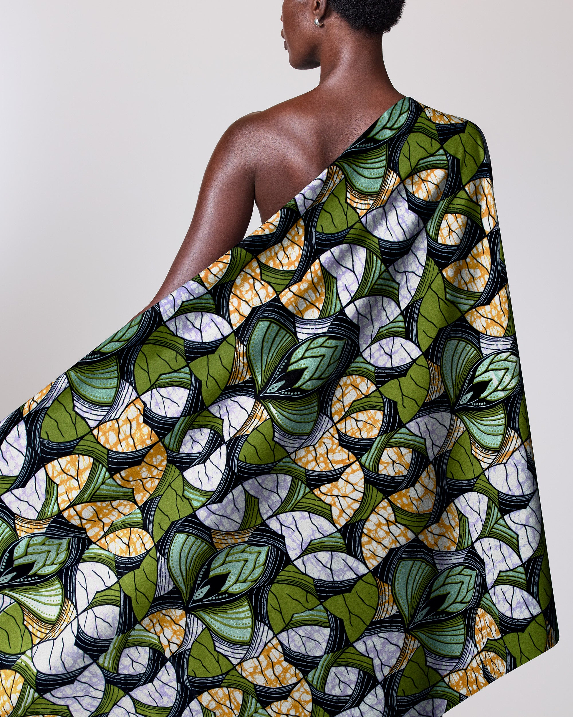 Vibrant green white gold leaf-patterned super-wax vl03491.011