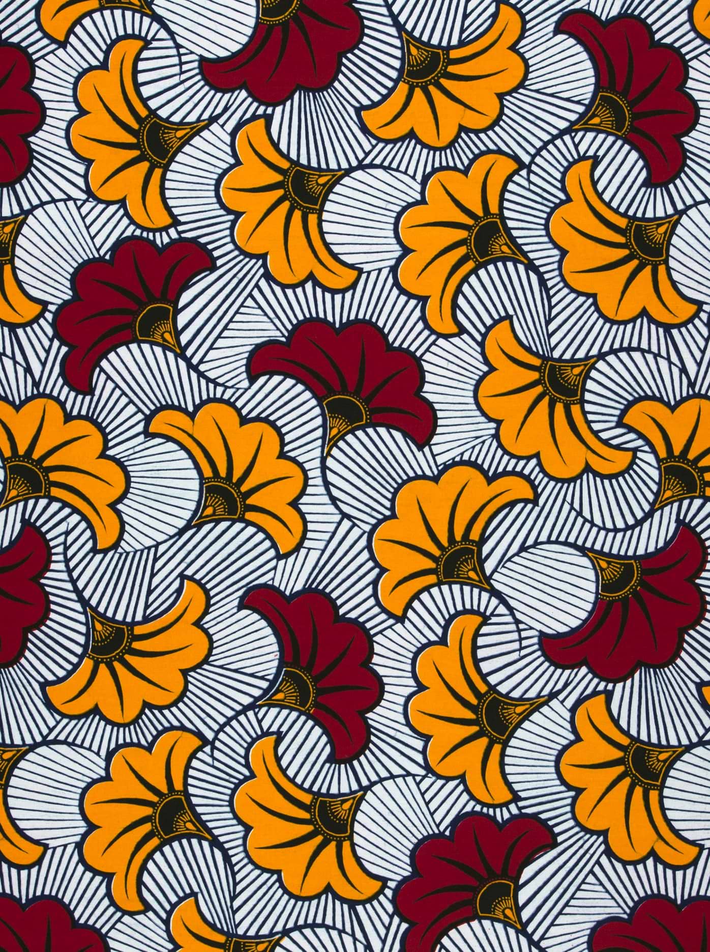 Vibrant orange deep red floral-patterned wax hollandais vl03541.225