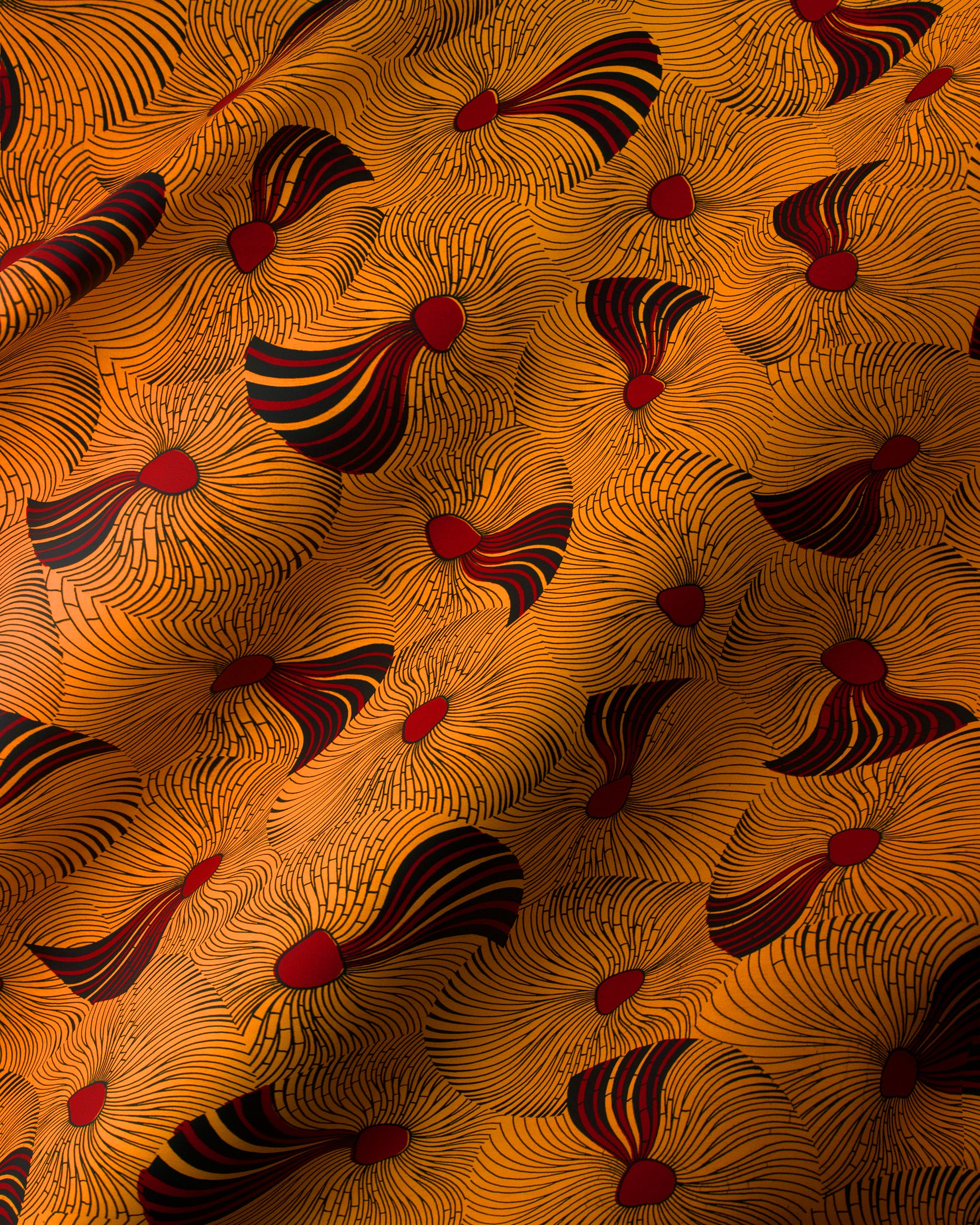 Vibrant orange fabric bold black wax hollandais vl03586.098