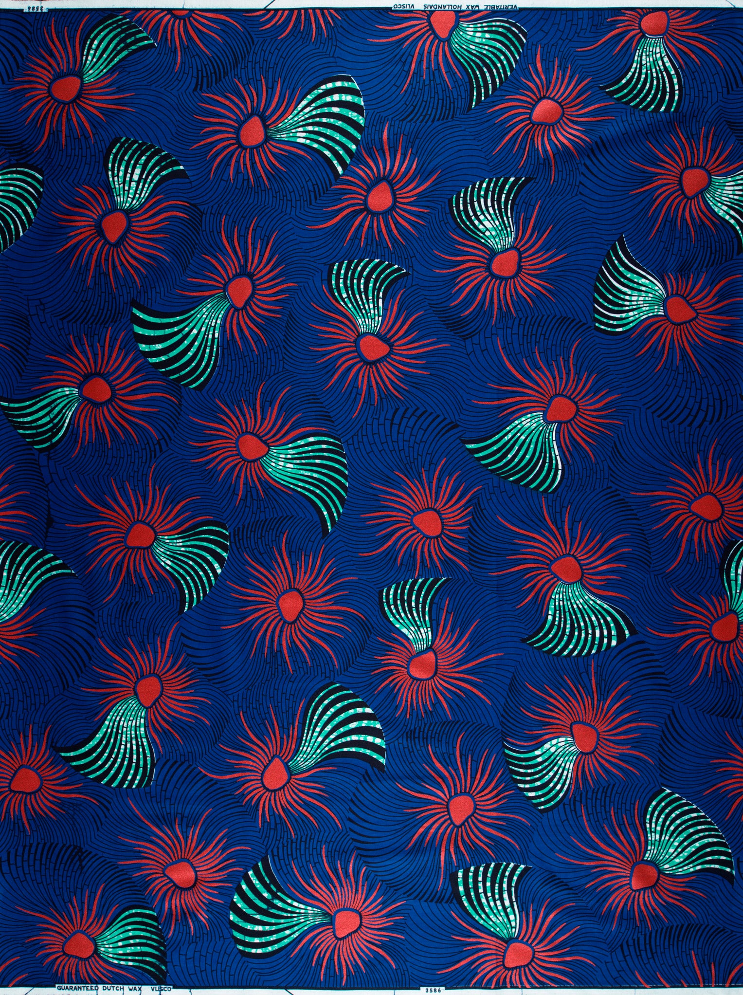 Vibrant blue african print fabric wax hollandais vl03586.122