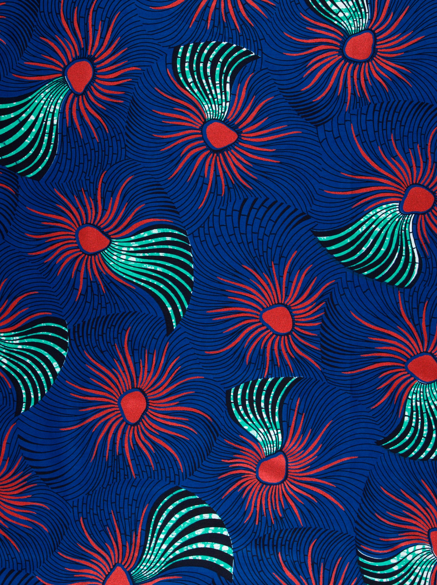 Vibrant blue fabric bold red wax hollandais vl03586.122