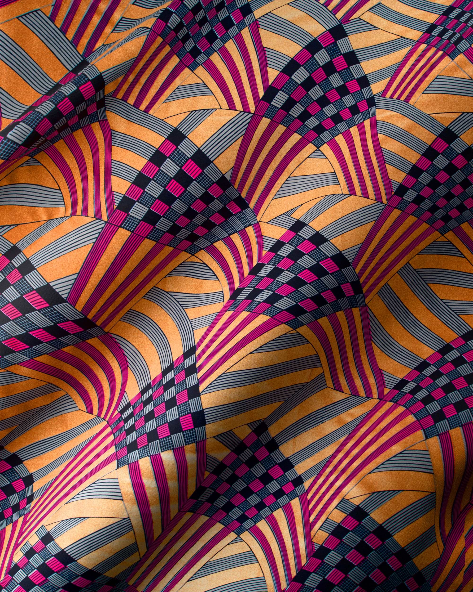 Vibrant orange fabric bold geometric wax hollandais vl03595.041